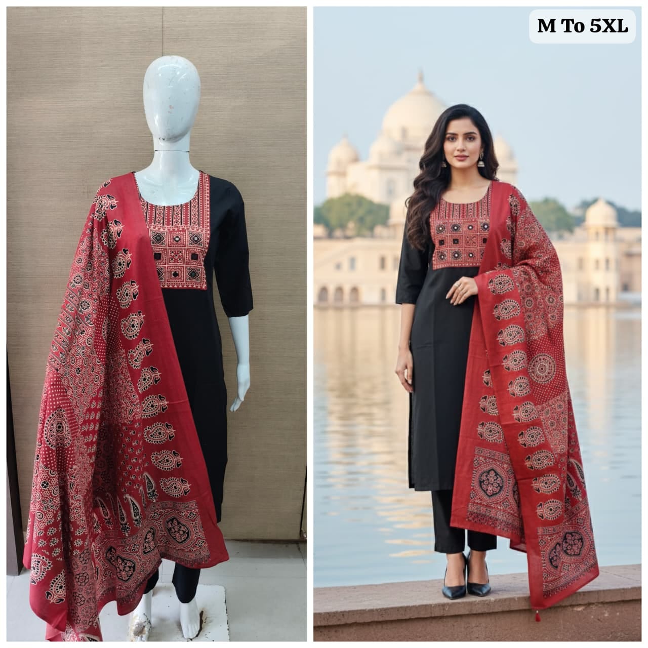 Gamthi Collection Kurti-Pant with Dupatta – Jaipuri Cotton Elegan