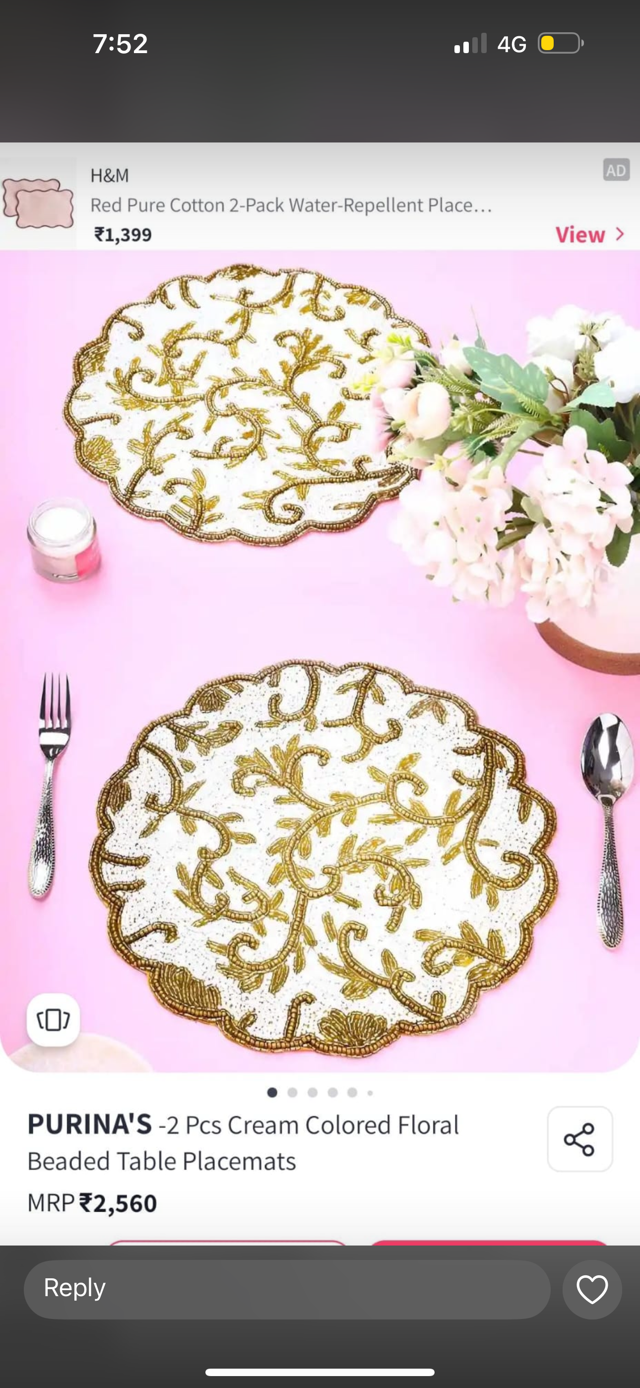 Luxury Beaded Table Mats – Handcrafted Elegant Dining Set