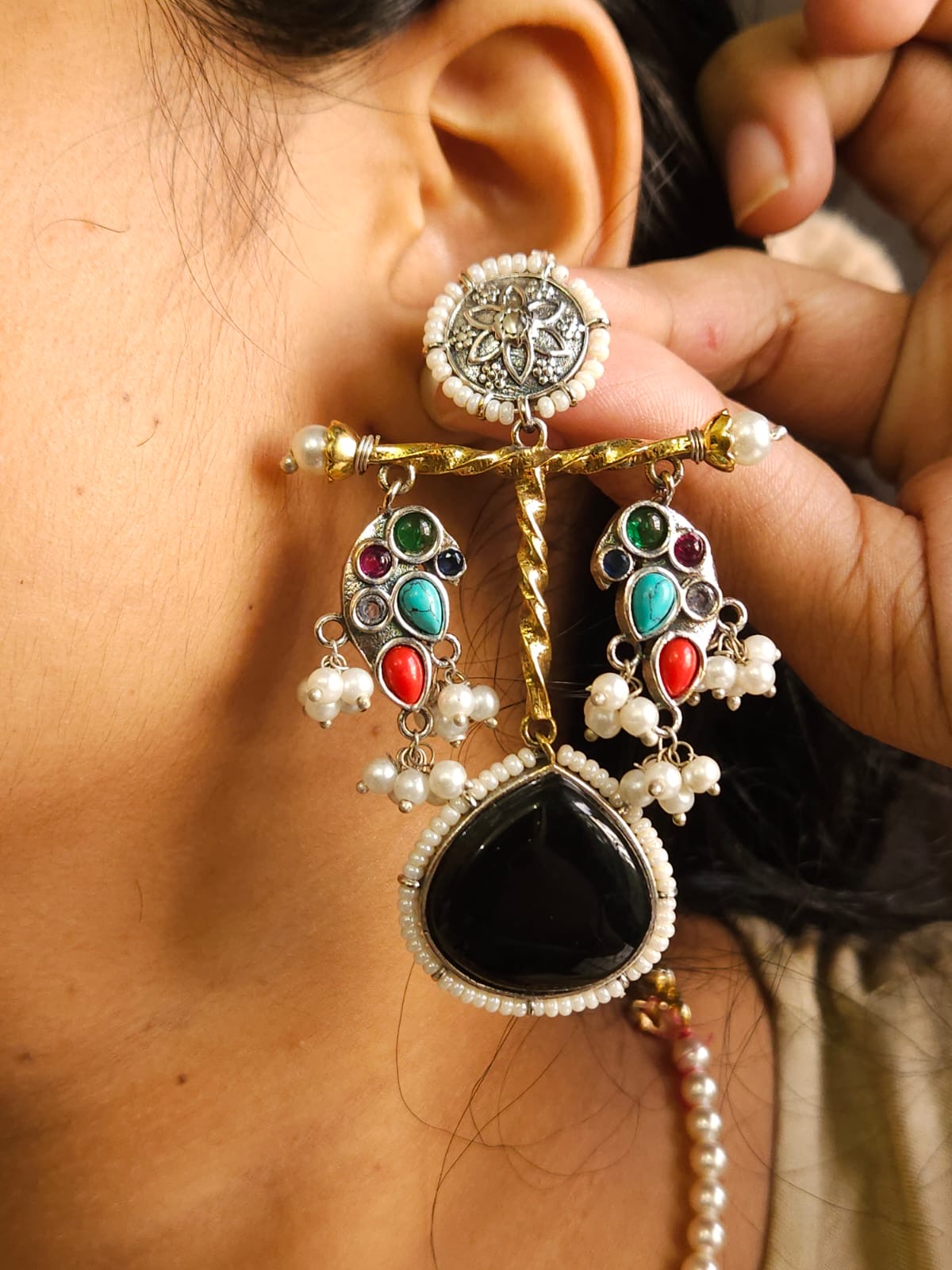 Premium Dual Tone Peacock Monalisa Stone