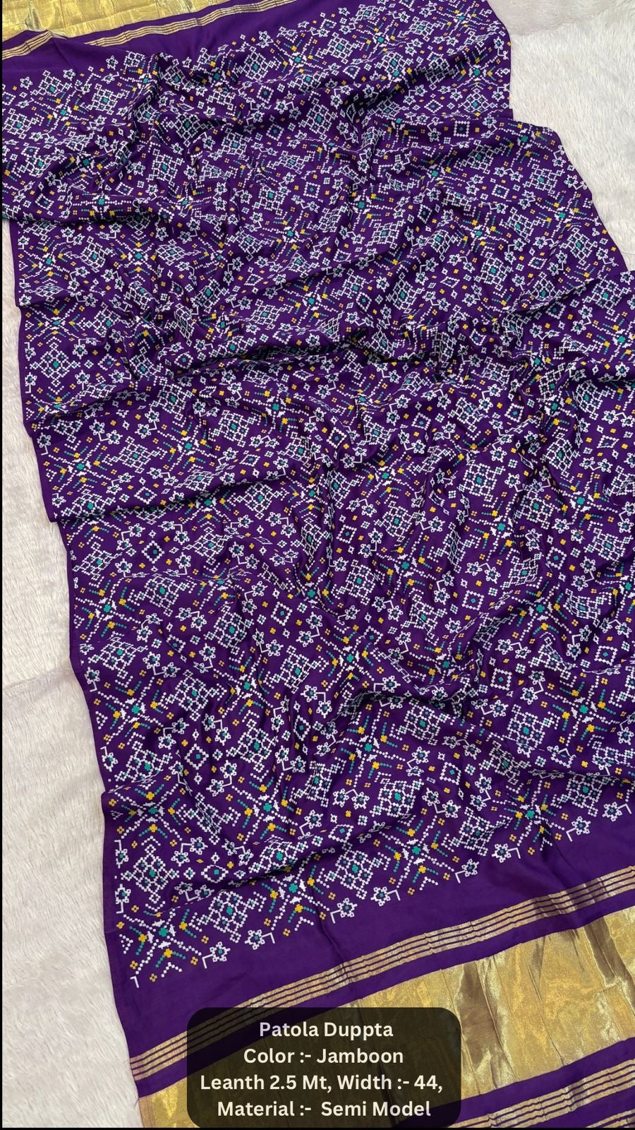 Premium Khadi Patola Dupatta with Lagadi Patta – Semi Modal Silk (2.5m)