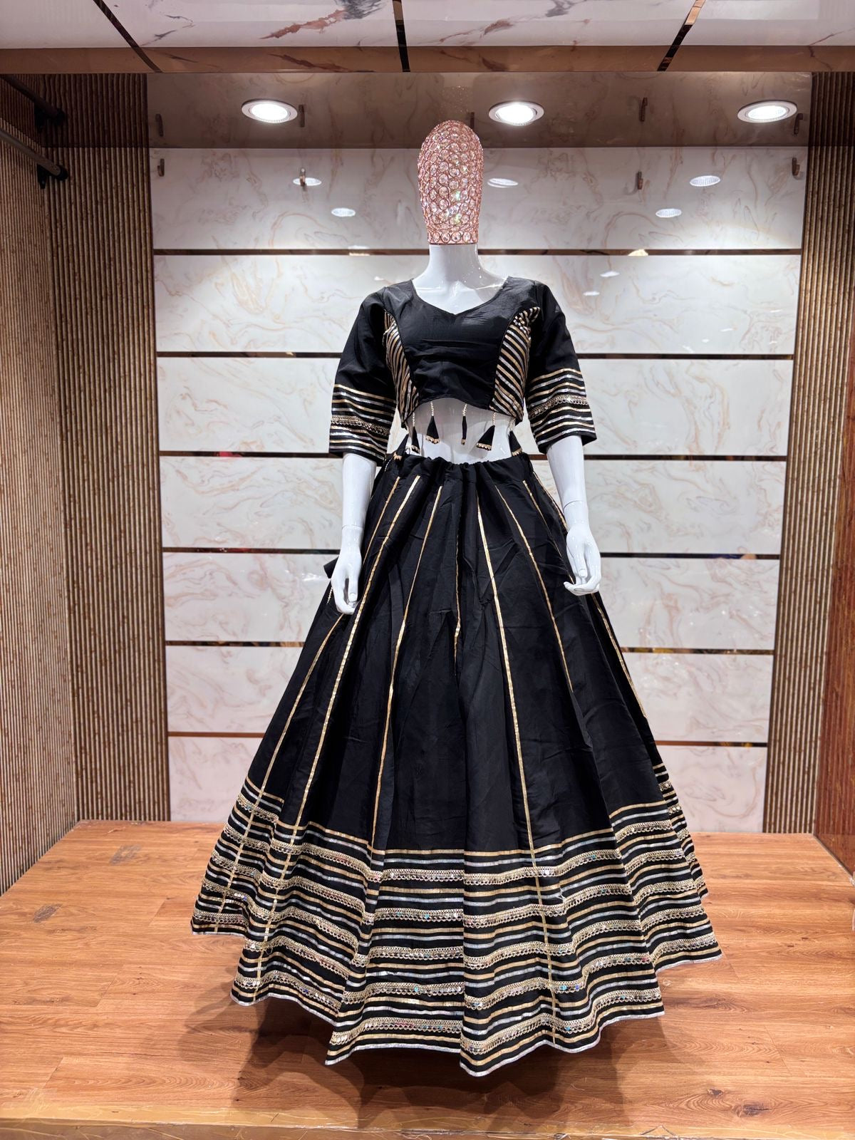 Chandrakala 2-Piece Heavy Roman Silk Set – Gotapatti & Mirror Lace | Ready to Wear