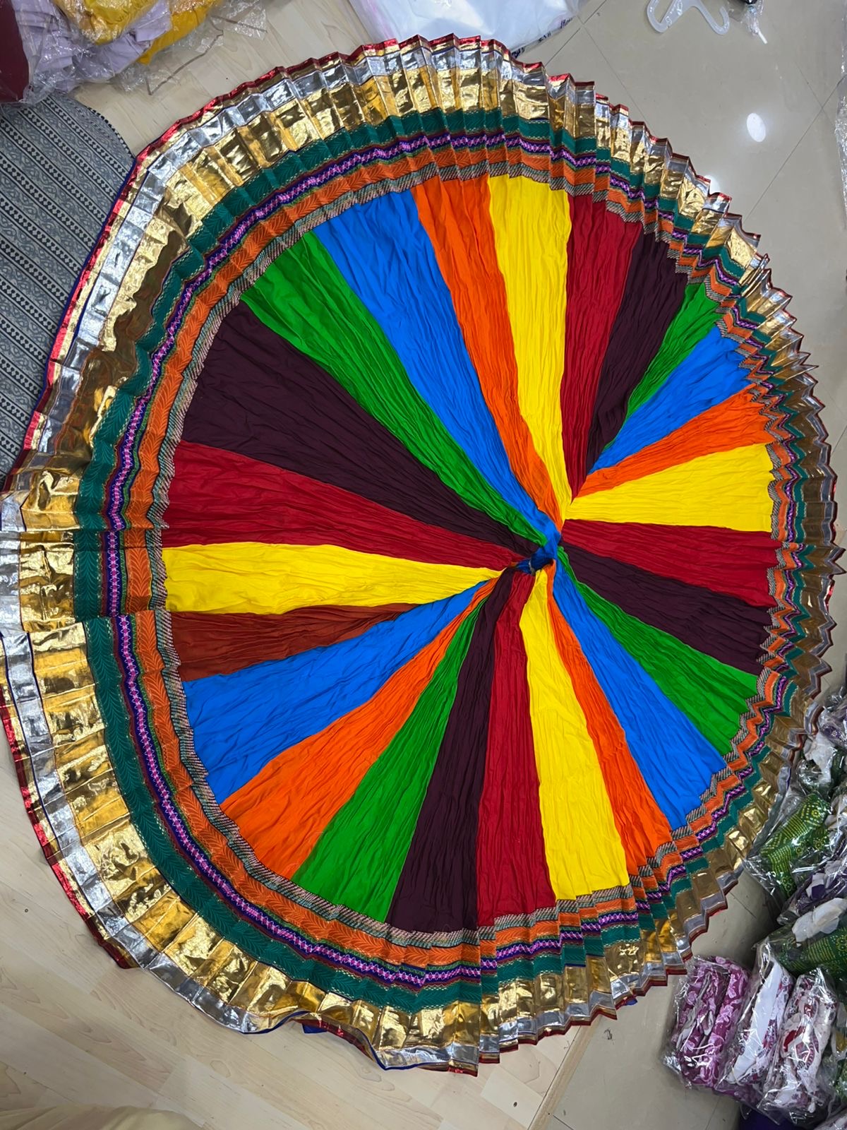 Designer Pure Cotton Skirt with Lampi Border – 10-12 Meter Flair