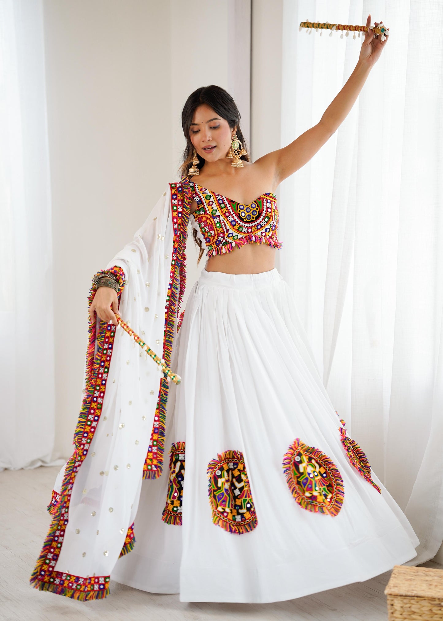 Boutique Heavy Rayon Lehenga with Real Mirror Gamthi Work ā Ready to Wear Full-Stitched Set