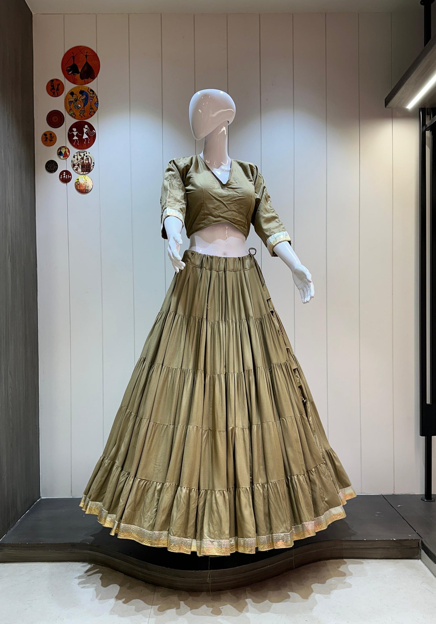 Pure Rayon Cotton 12 Mtr Flair Chaniya Choli with Padded Blouse – Chocolate Brown