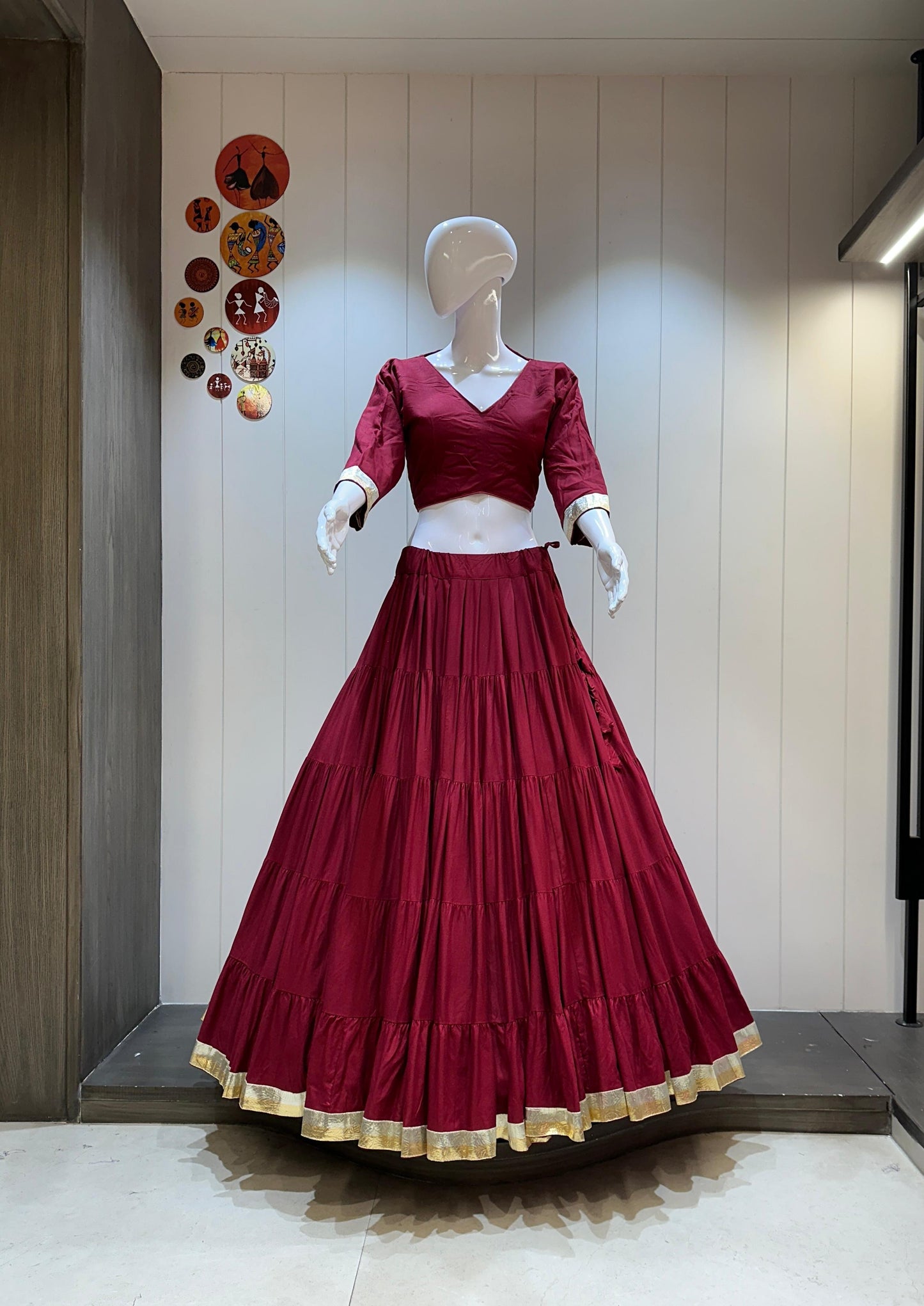 Pure Rayon Cotton 12 Mtr Flair Chaniya Choli with Padded Blouse – Chocolate Brown