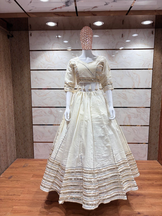 Chandrakala 2-Piece Heavy Roman Silk Set – Gotapatti & Mirror Lace | Ready to Wear