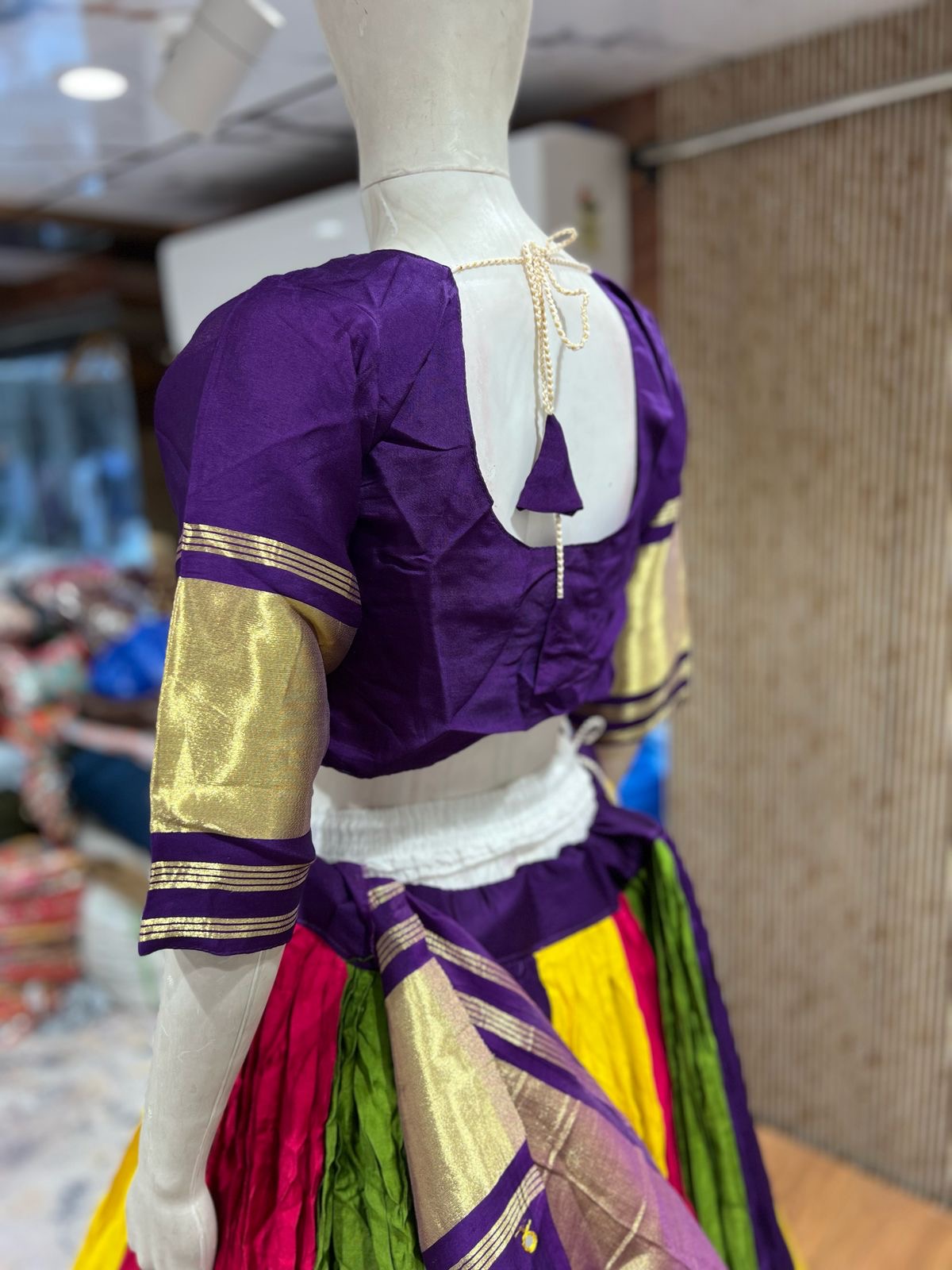 Premium Lagdi Patta Multi Dark Chaniya Choli Set (Semi Gajji, 8 Mtr Flair, Mirror Dupatta)