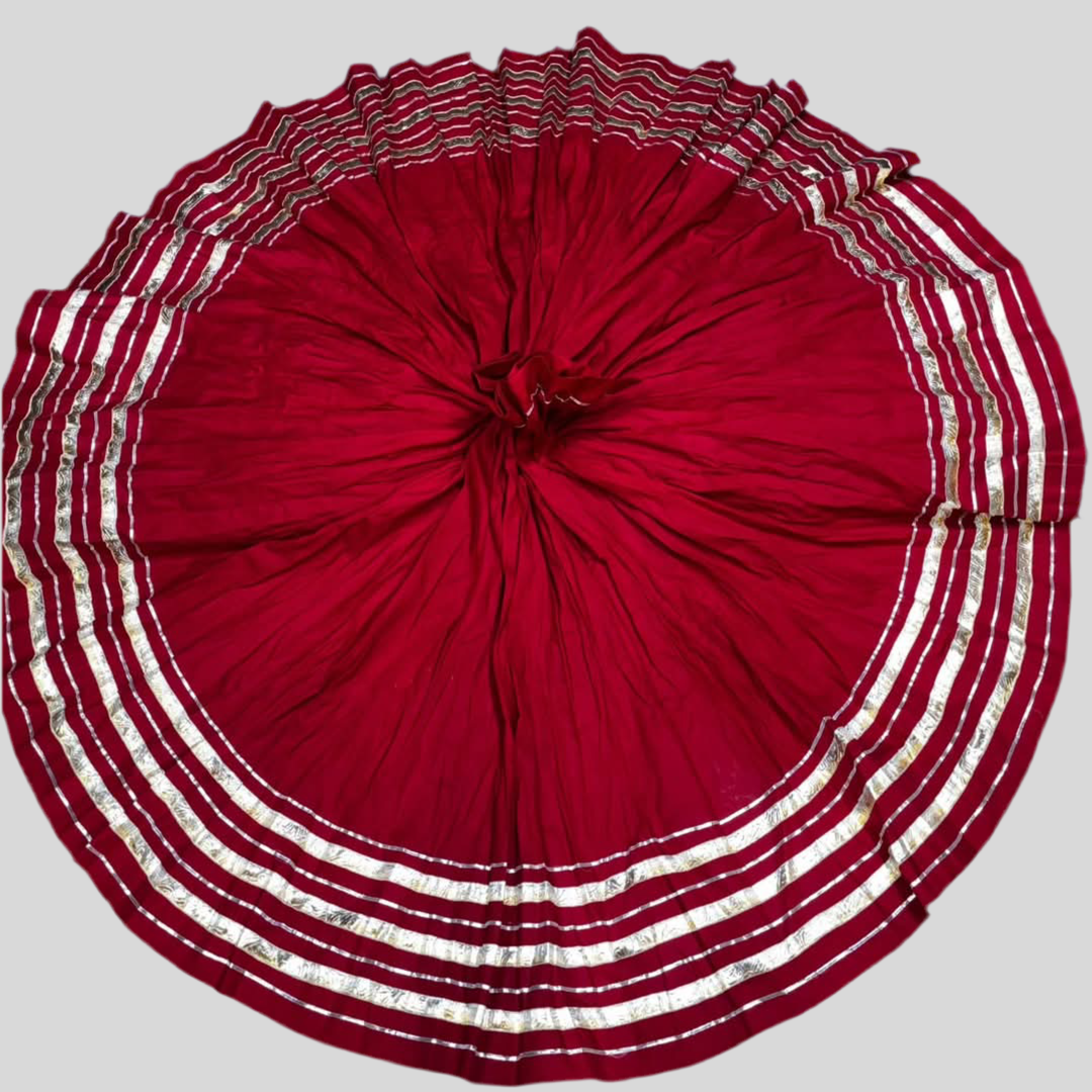 Jaipuri Cotton Full Gher Chaniya – Golden Silver Lampi Border – Ready to Ship ❤️