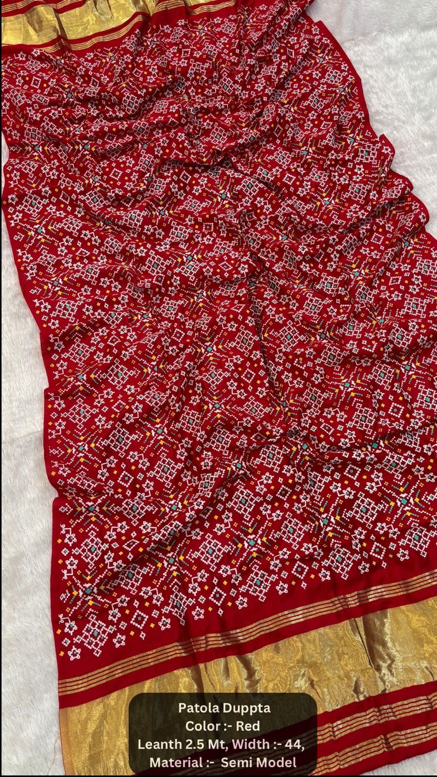 Premium Khadi Patola Dupatta with Lagadi Patta – Semi Modal Silk (2.5m)