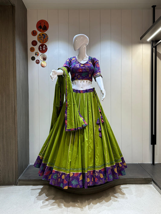 Kareena – Pure Khadi Cotton Chaniya Choli with Dhabu Dupatta (8+ Mtr Flare)