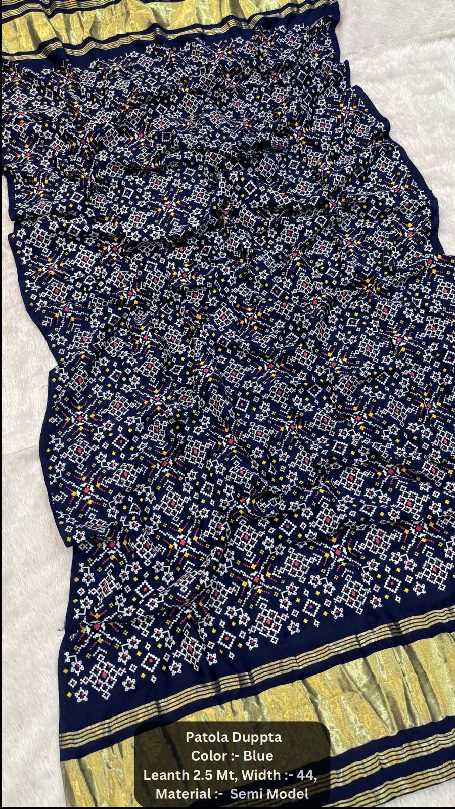 Premium Khadi Patola Dupatta with Lagadi Patta – Semi Modal Silk (2.5m)