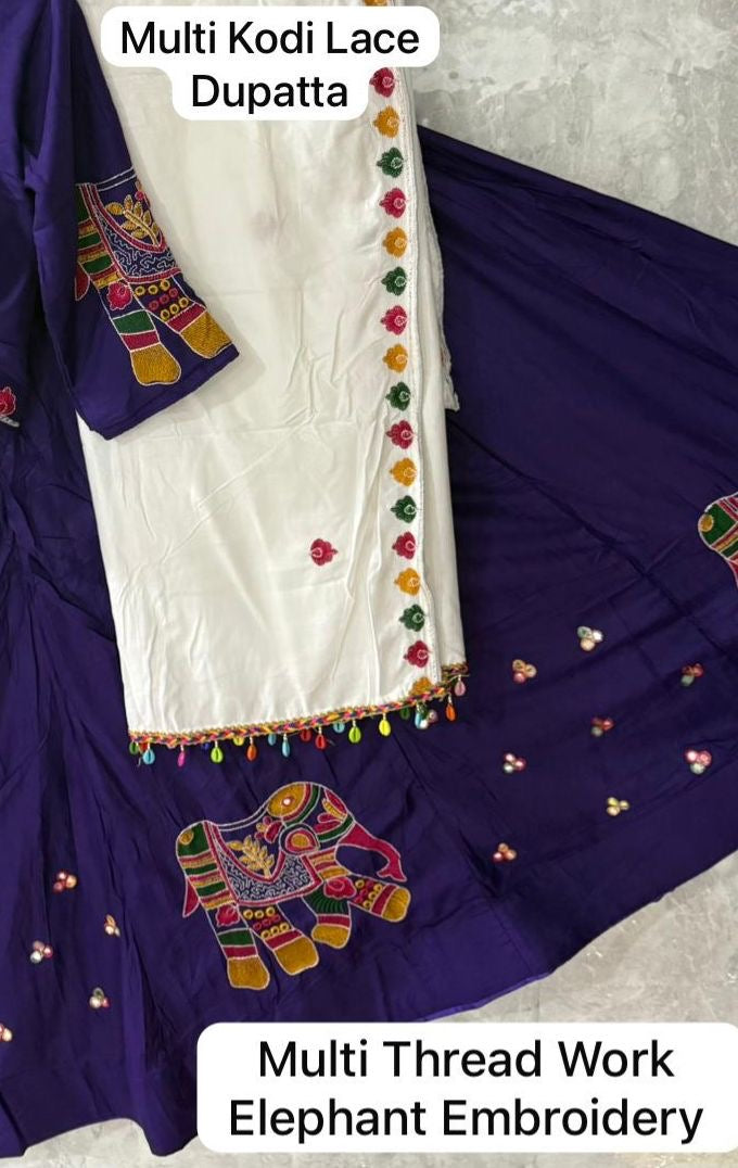 Premium Gamthi Work Rayon Chaniya Choli with Heavy Dupatta – Navratri Special✨