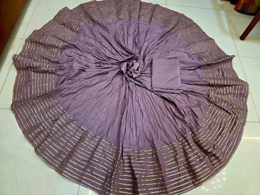 Jaipuri Full Gher Cotton Chaniya with 14 Multicolor Lace Borders & Blouse Piece