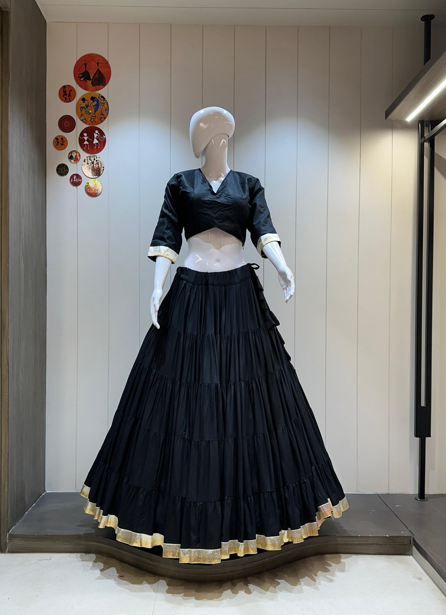 Pure Rayon Cotton 12 Mtr Flair Chaniya Choli with Padded Blouse – Chocolate Brown