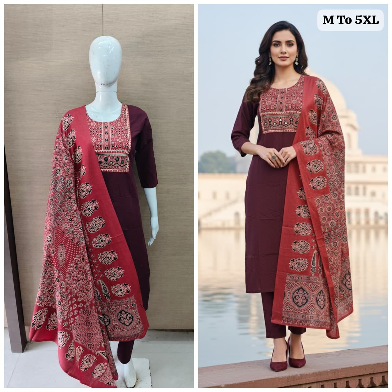 Gamthi Collection Kurti-Pant with Dupatta – Jaipuri Cotton Elegan