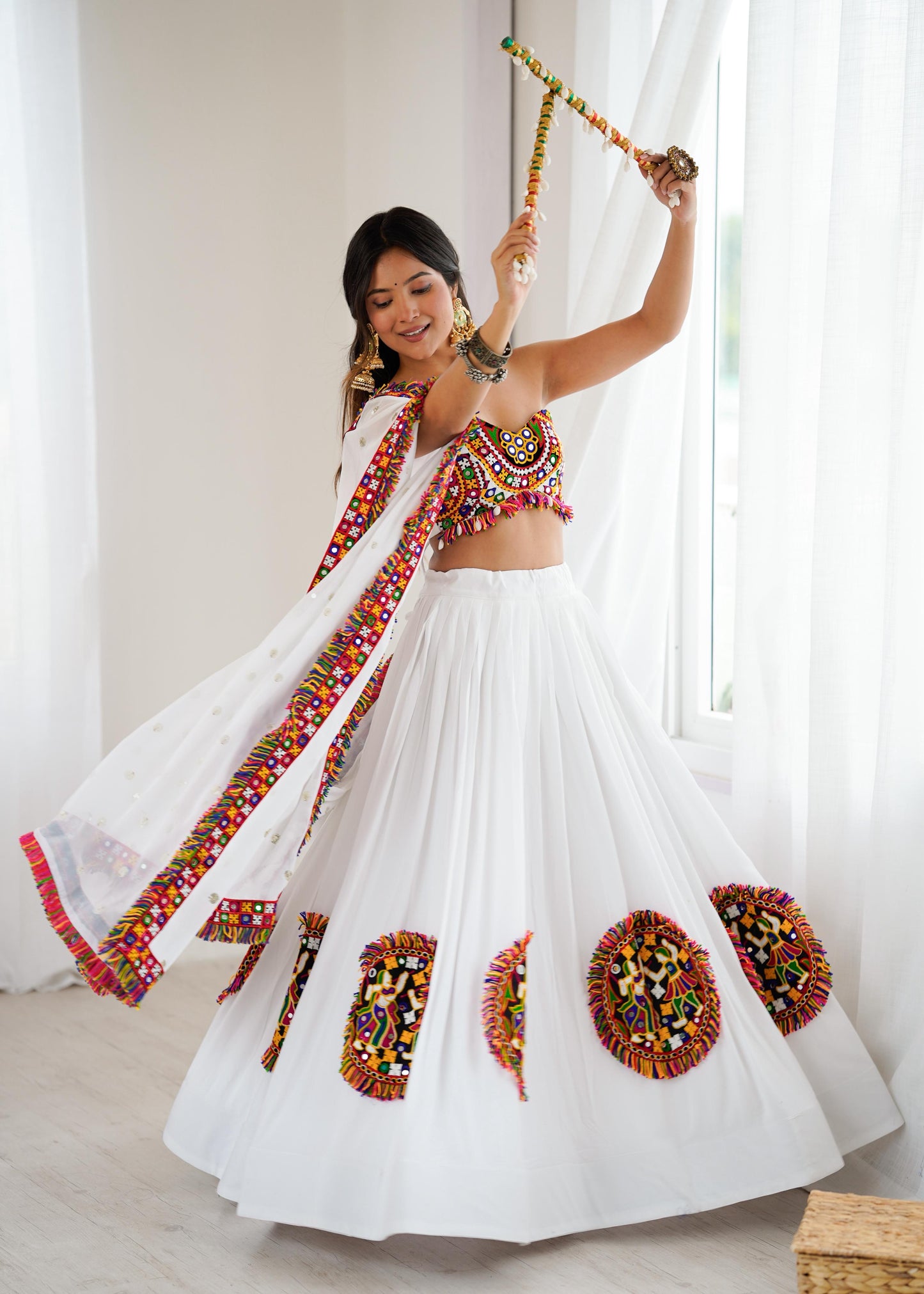 Boutique Heavy Rayon Lehenga with Real Mirror Gamthi Work ā Ready to Wear Full-Stitched Set