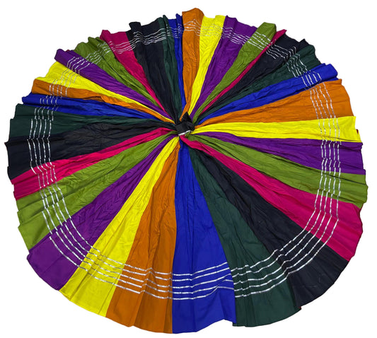 Pure Cotton Multicolor Full Flair Chaniya β 10/12 Mtr Ghera, Adjustable Waist