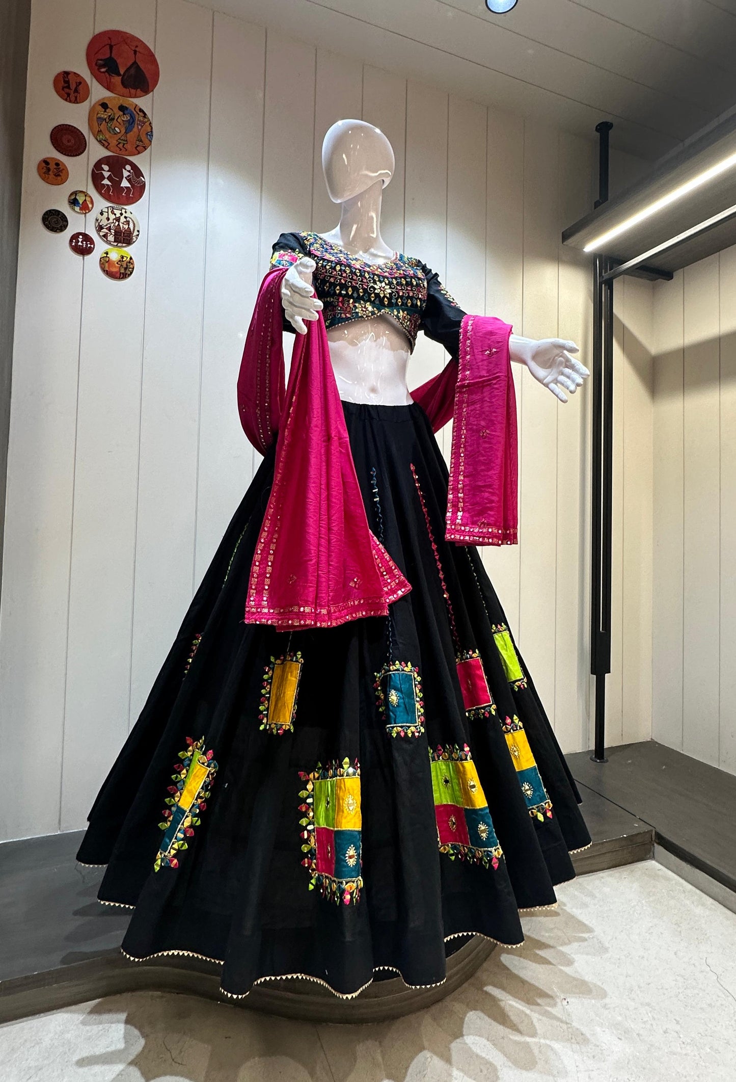 Original Khadi Cotton Chaniya Choli with Hand Mirror Work | Kashish Design | 10 Meter Flair