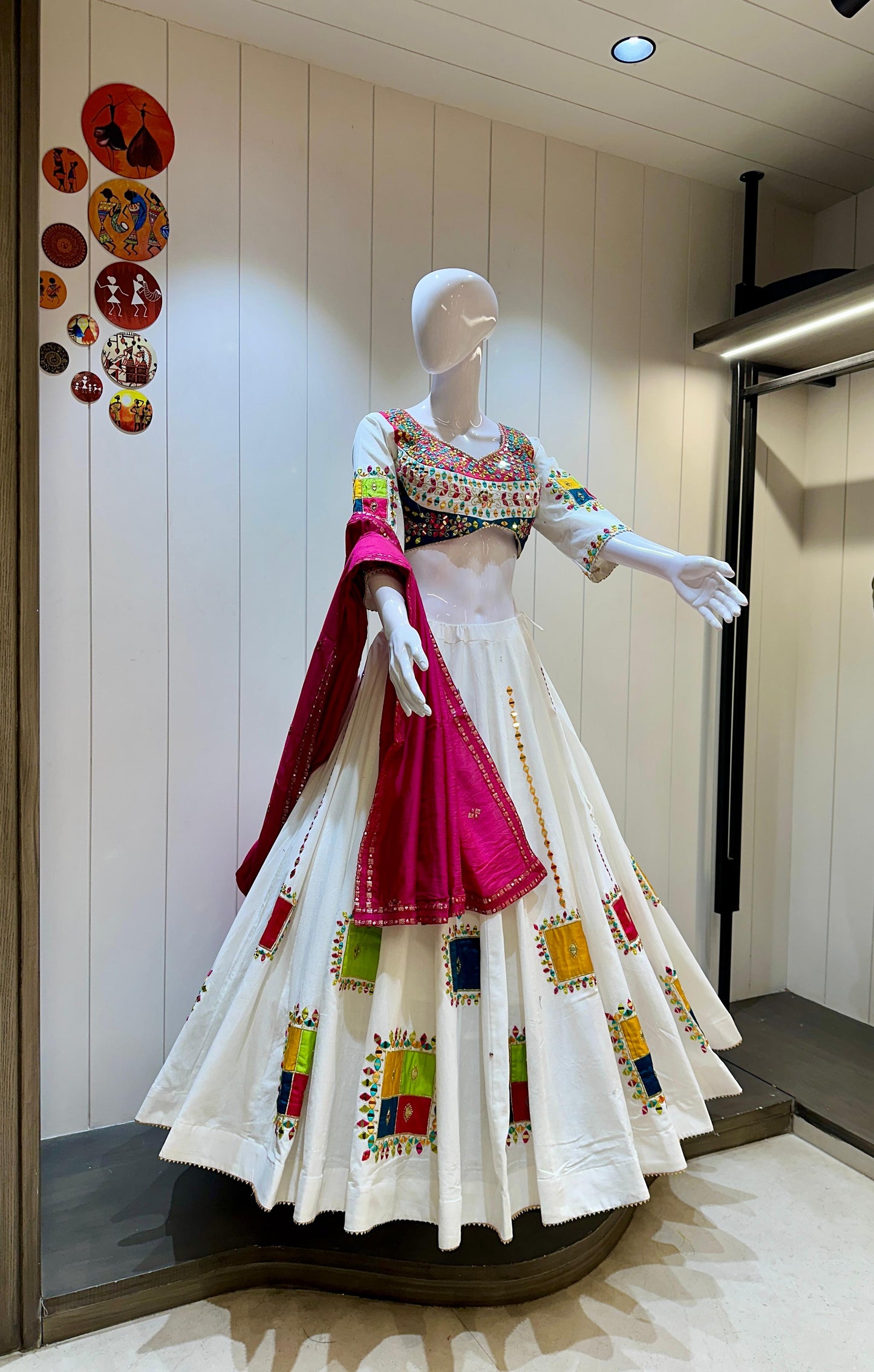 Original Khadi Cotton Chaniya Choli with Hand Mirror Work | Kashish Design | 10 Meter Flair