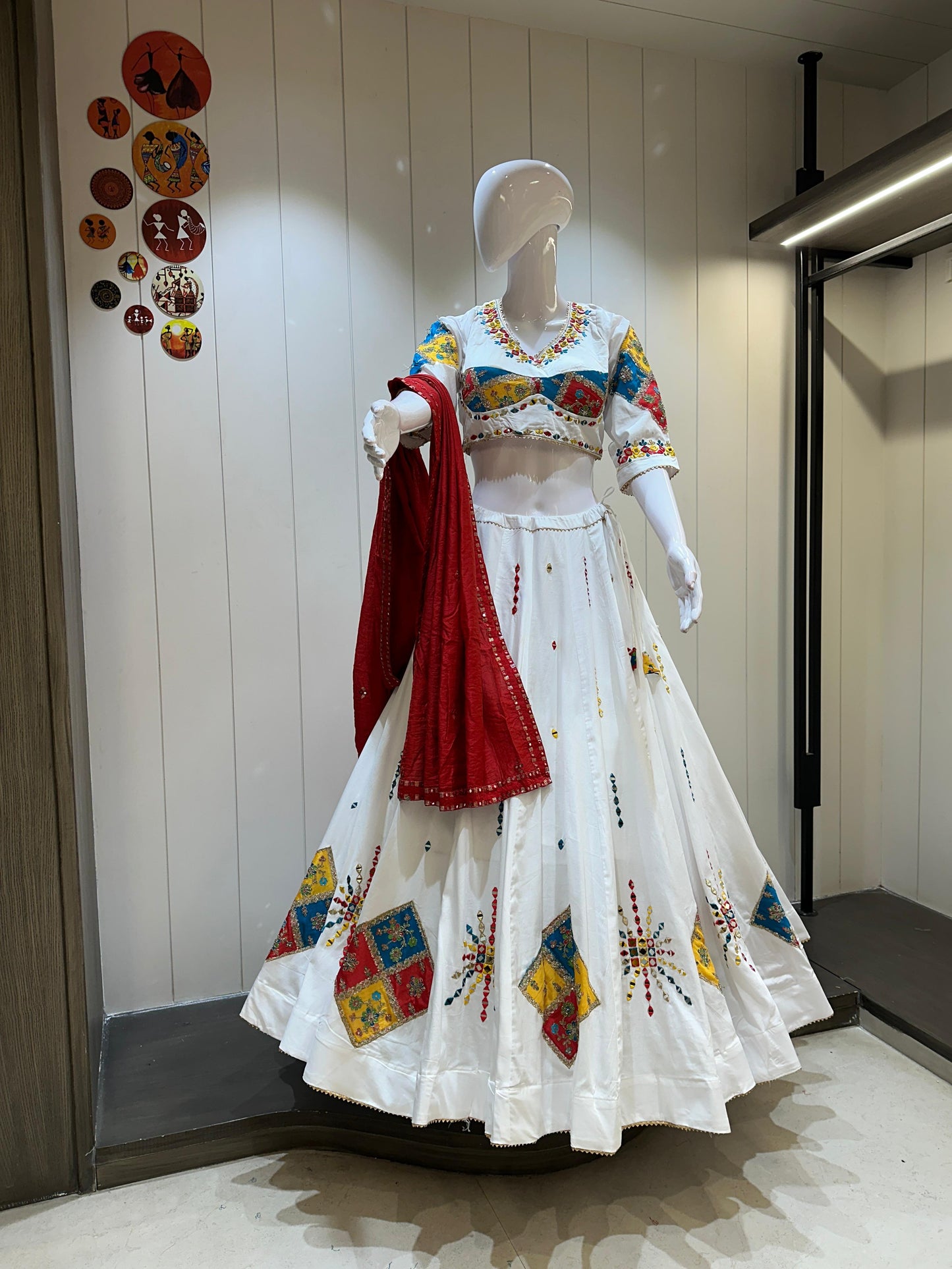 Pure Jaam Cotton Chaniya Choli with 7 Meter Flair & Hand Mirror Work | Heavy Chanderi Dupatta