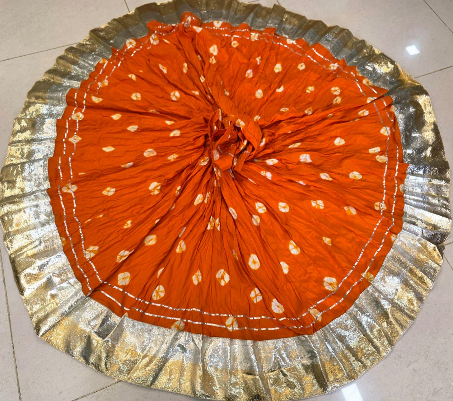 Vibrant Bandhani Cotton Chaniya with Lagdi Patta Border – 6 Mtr Flair✨