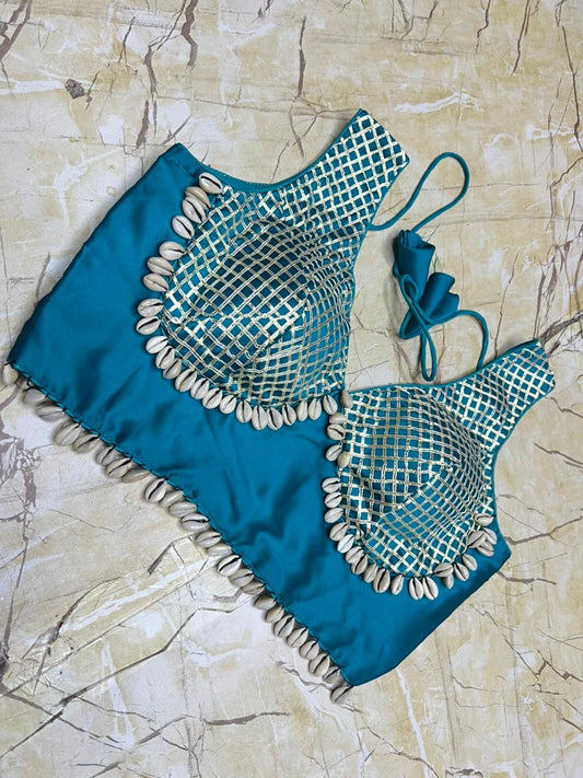 ✨ Navratri 2025 Special Malai Gajji Silk Blouse with Original Golden Gota Lace & Kodi ✨