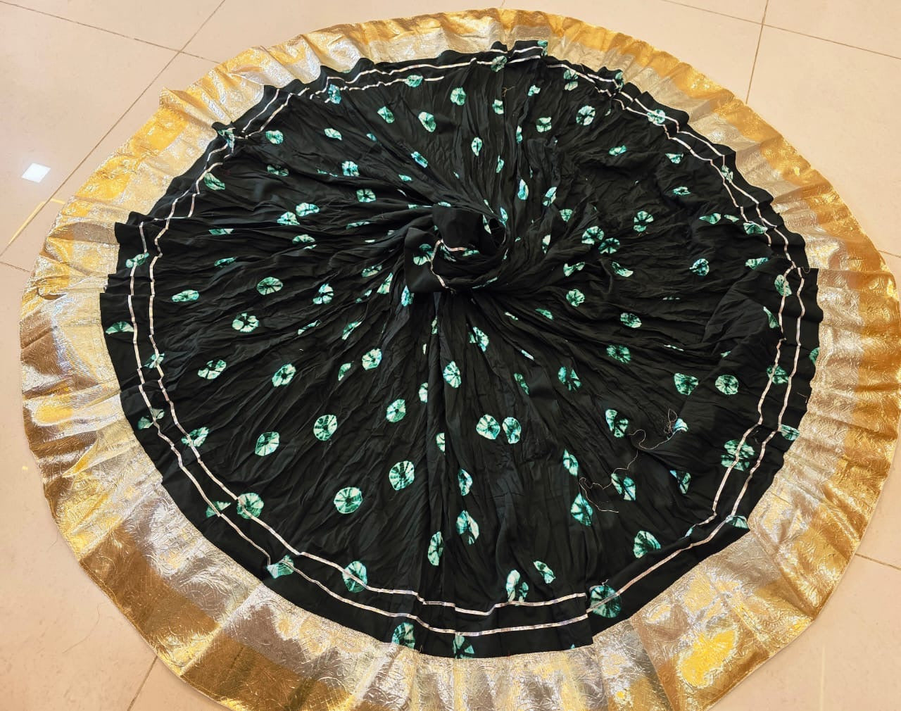 Vibrant Bandhani Cotton Chaniya with Lagdi Patta Border – 6 Mtr Flair✨