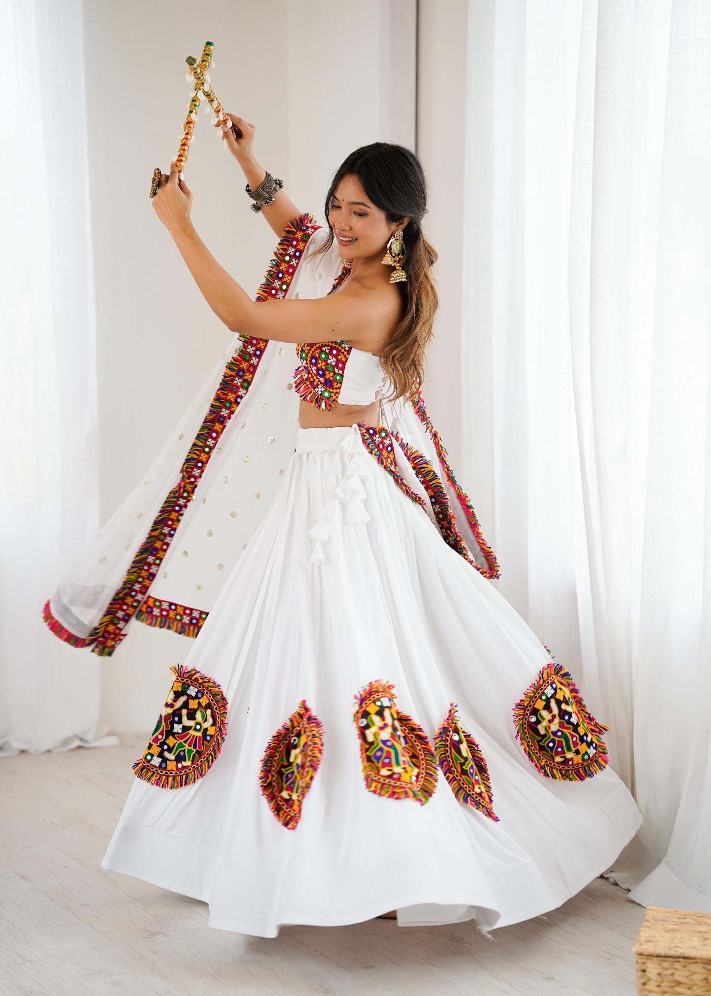 Boutique Heavy Rayon Lehenga with Real Mirror Gamthi Work – Ready to Wear Full-Stitched Set