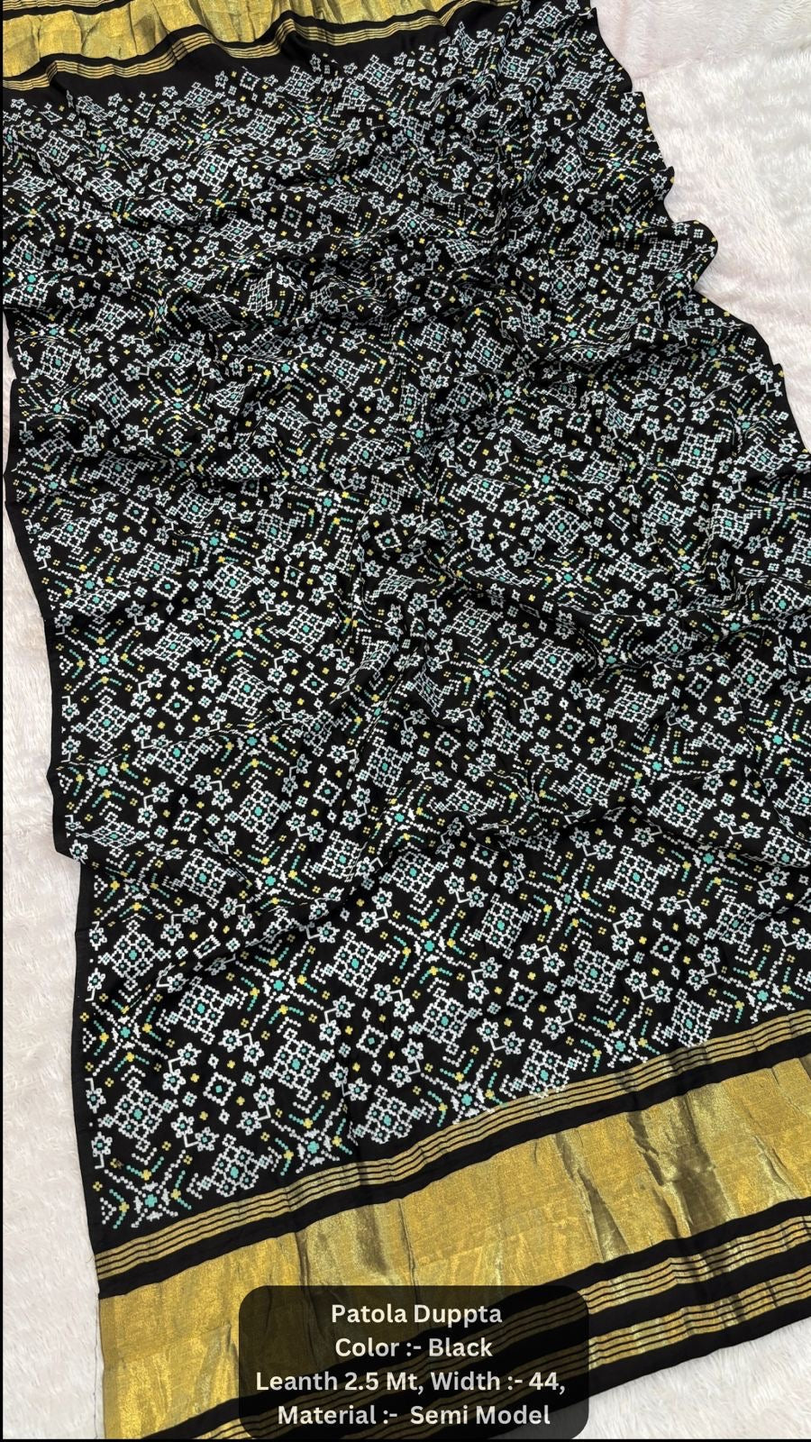 Premium Khadi Patola Dupatta with Lagadi Patta – Semi Modal Silk (2.5m)