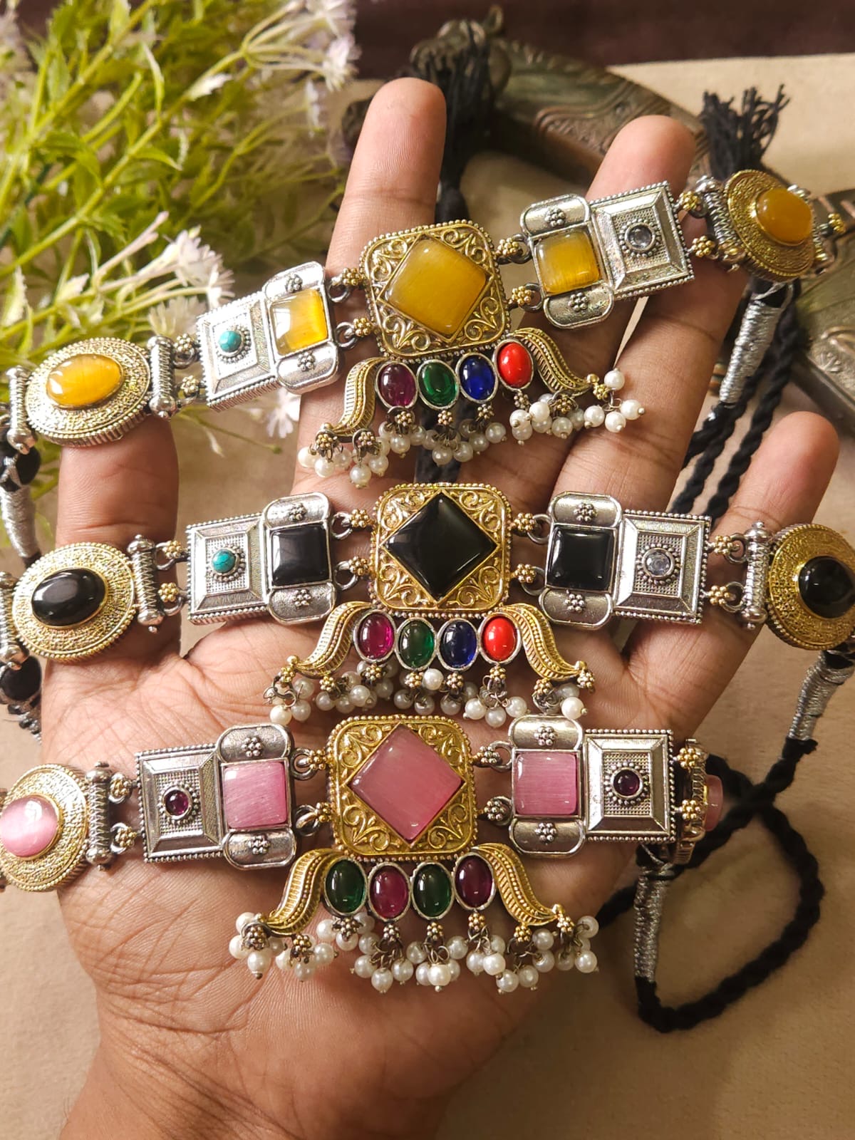 ✨ Premium Dual Tone Monalisa Choker Set ✨