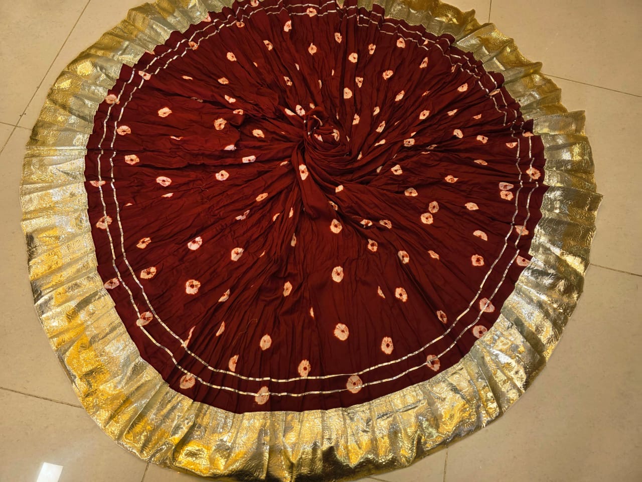 Vibrant Bandhani Cotton Chaniya with Lagdi Patta Border – 6 Mtr Flair✨