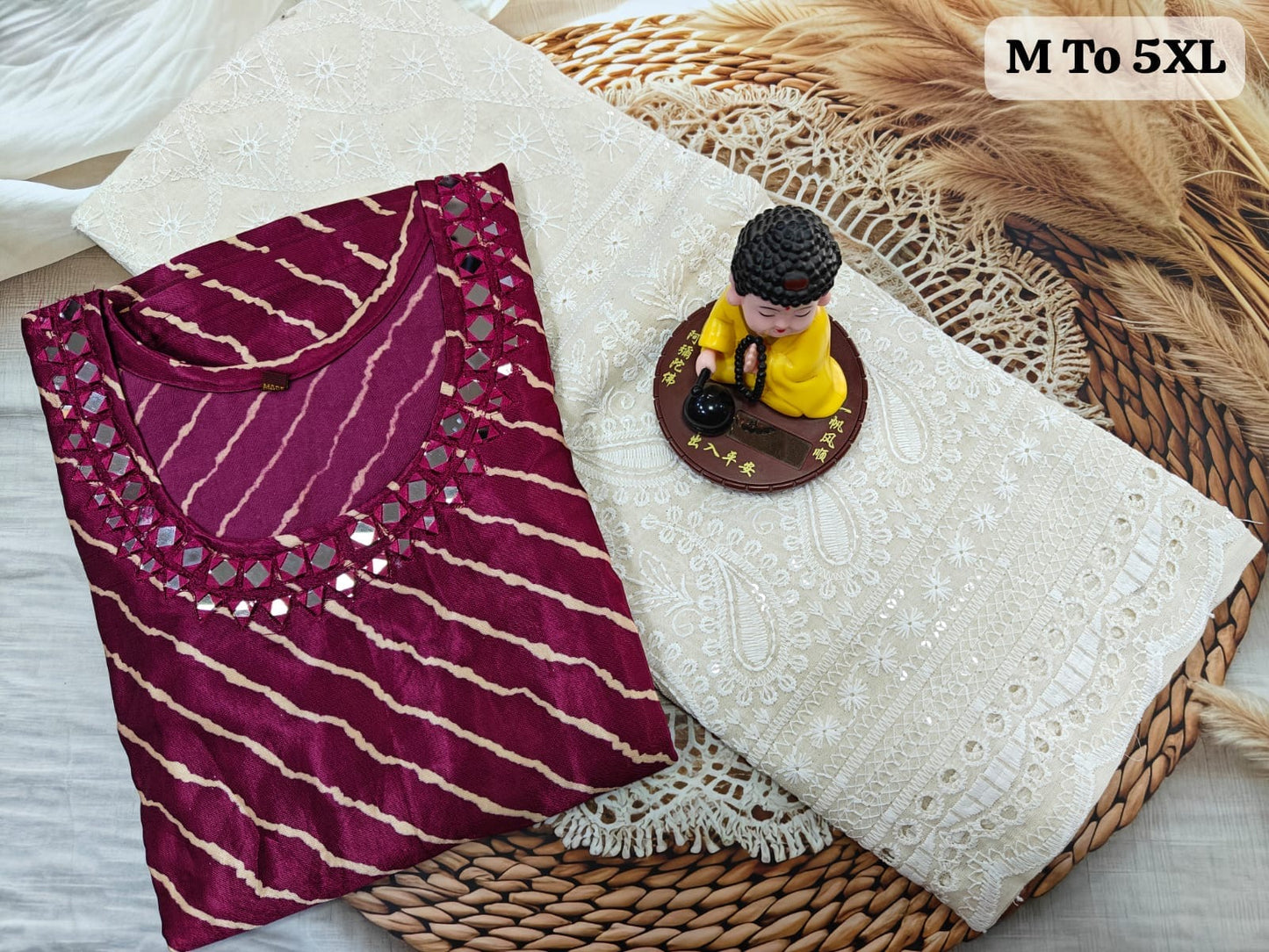 Pure Gaji Mashru Silk Kurti with Sequence Work Palazzo