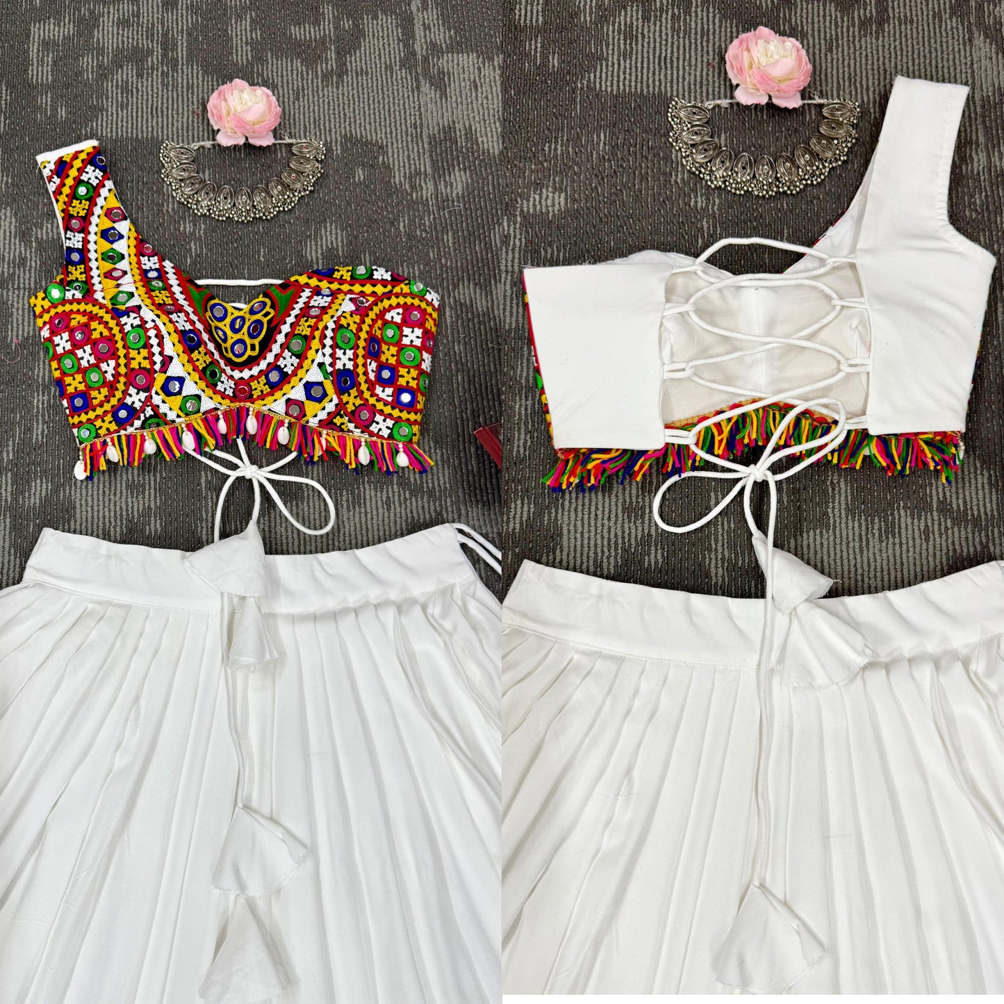 Boutique Heavy Rayon Lehenga with Real Mirror Gamthi Work – Ready to Wear Full-Stitched Set