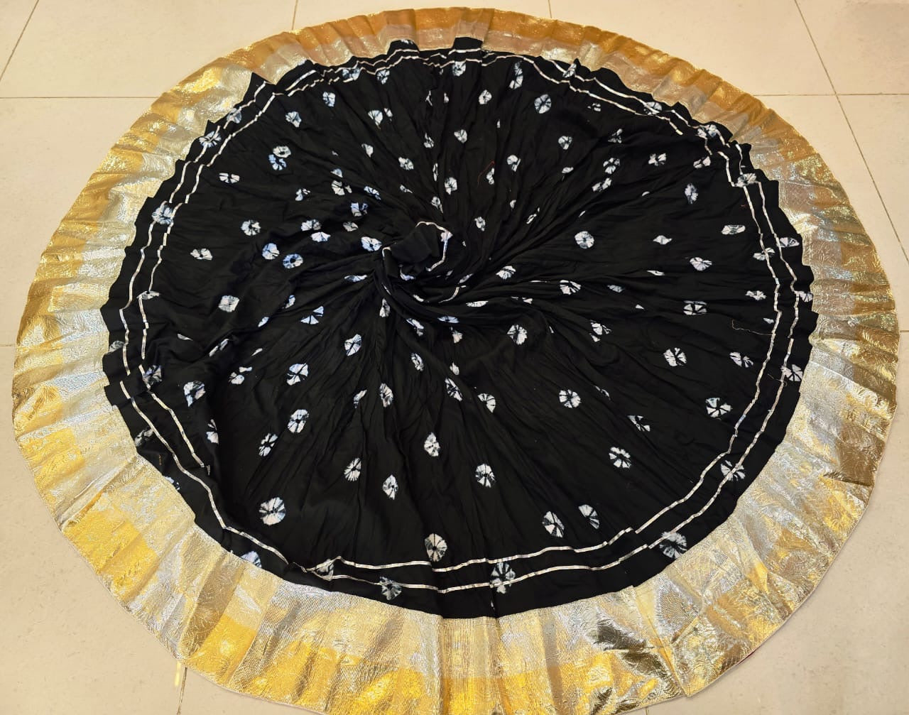 Vibrant Bandhani Cotton Chaniya with Lagdi Patta Border – 6 Mtr Flair✨