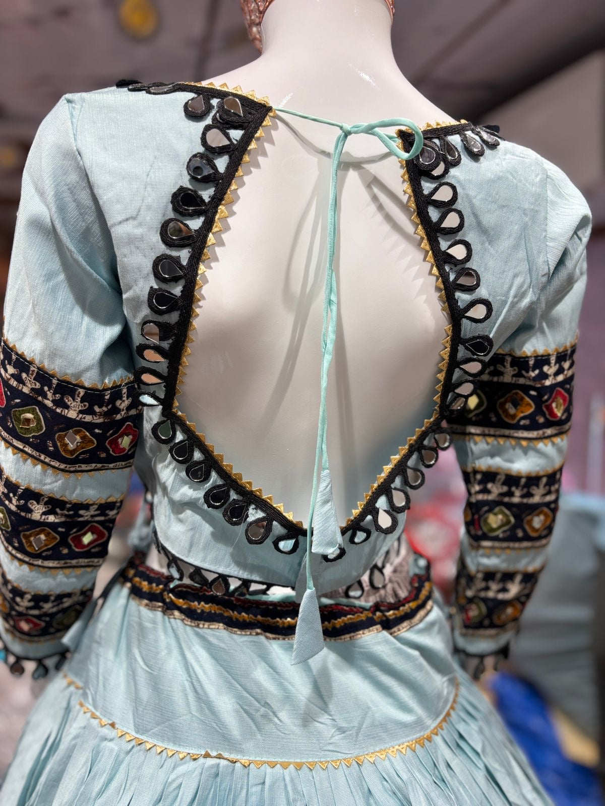 Layered Patta Chaniya Choli | Heavy 8m Flair | Designer Mirror Lace Blouse & Dupatta