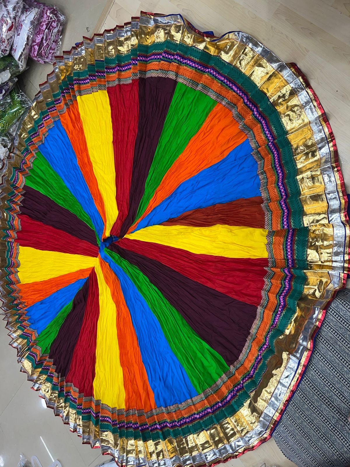 Designer Pure Cotton Skirt with Lampi Border – 10-12 Meter Flair