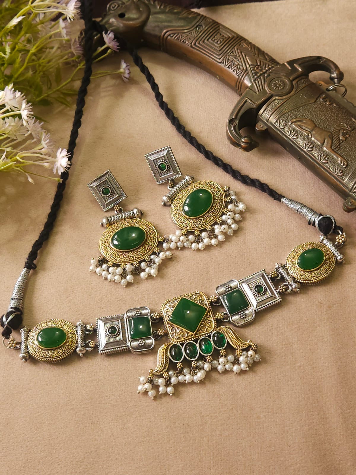 ✨ Premium Dual Tone Monalisa Choker Set ✨