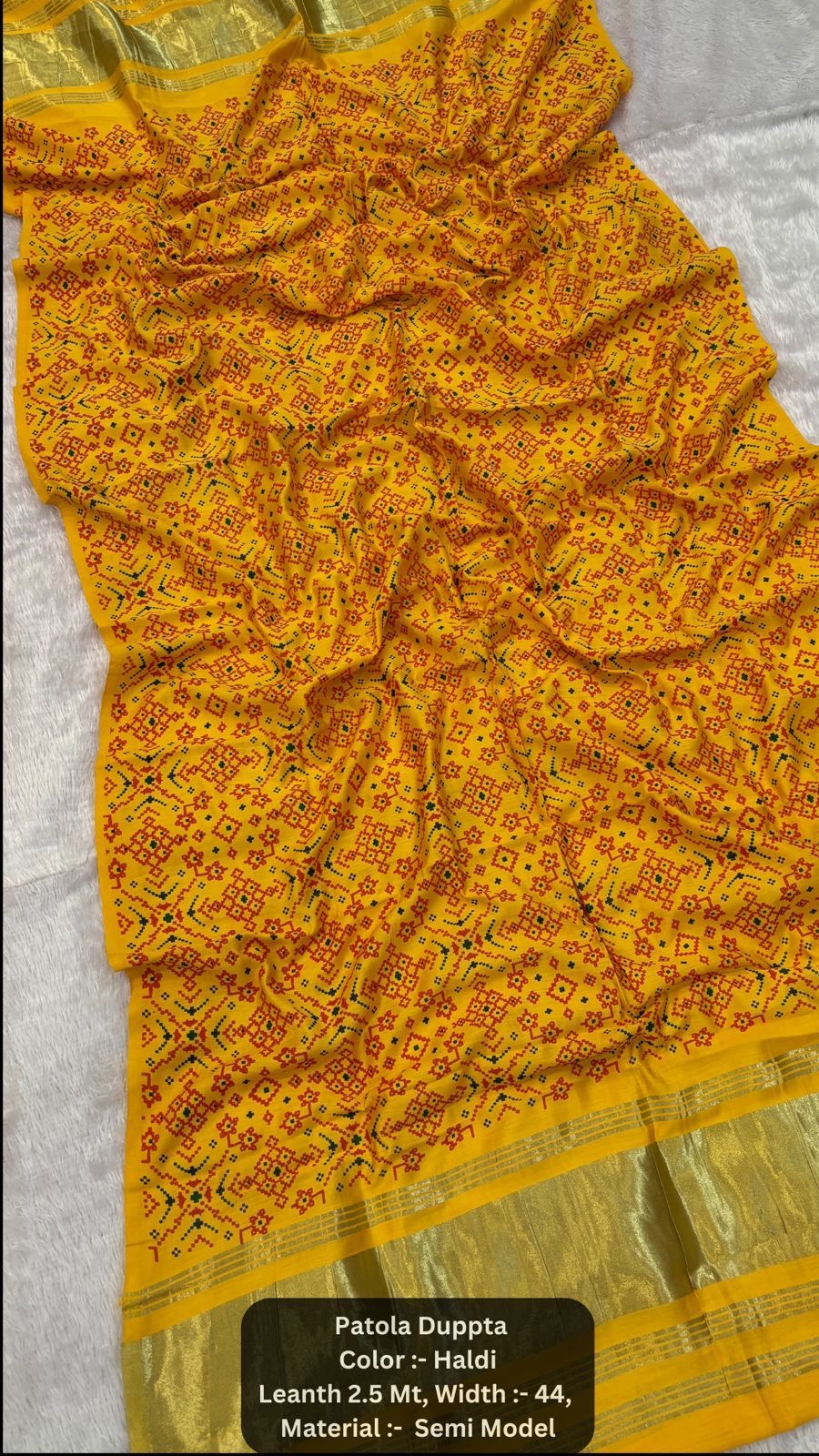 Premium Khadi Patola Dupatta with Lagadi Patta – Semi Modal Silk (2.5m)