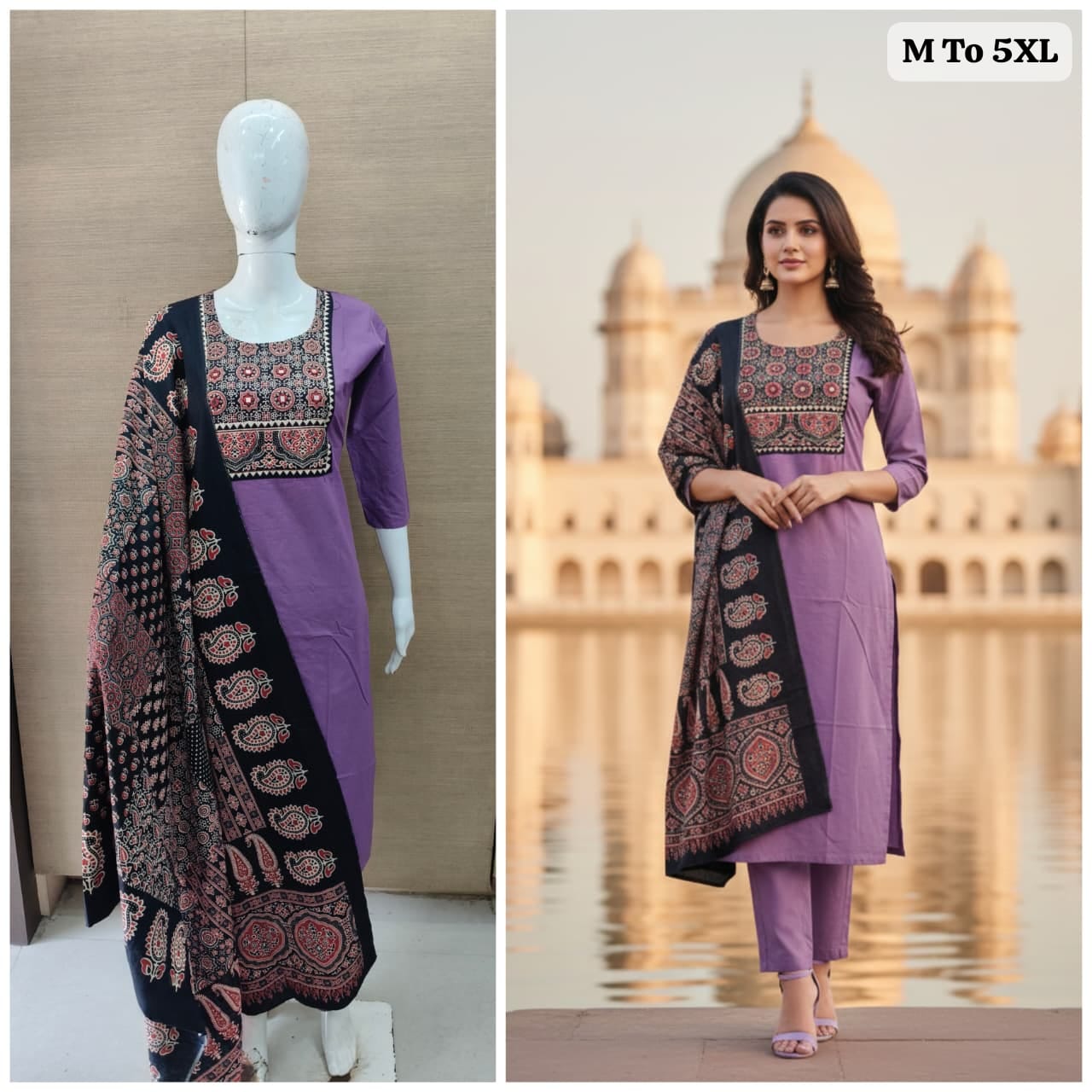 Gamthi Collection Kurti-Pant with Dupatta – Jaipuri Cotton Elegan