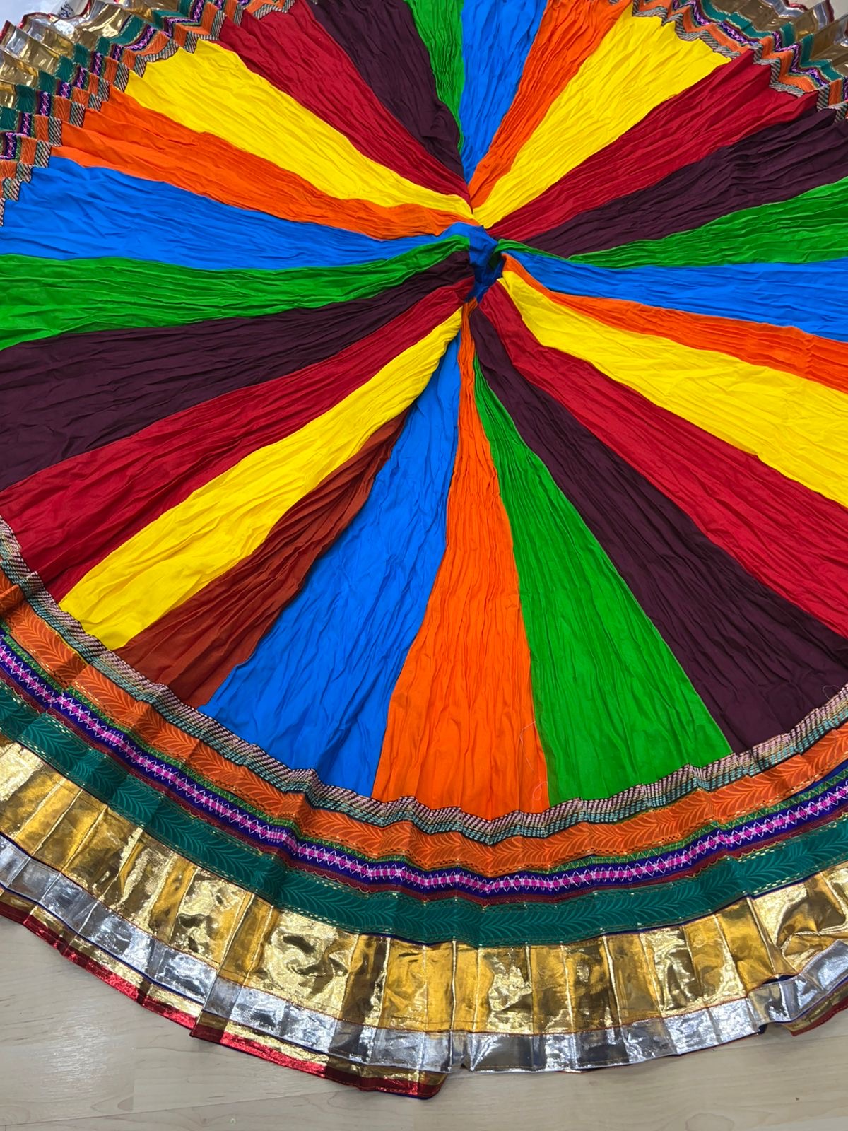 Designer Pure Cotton Skirt with Lampi Border – 10-12 Meter Flair