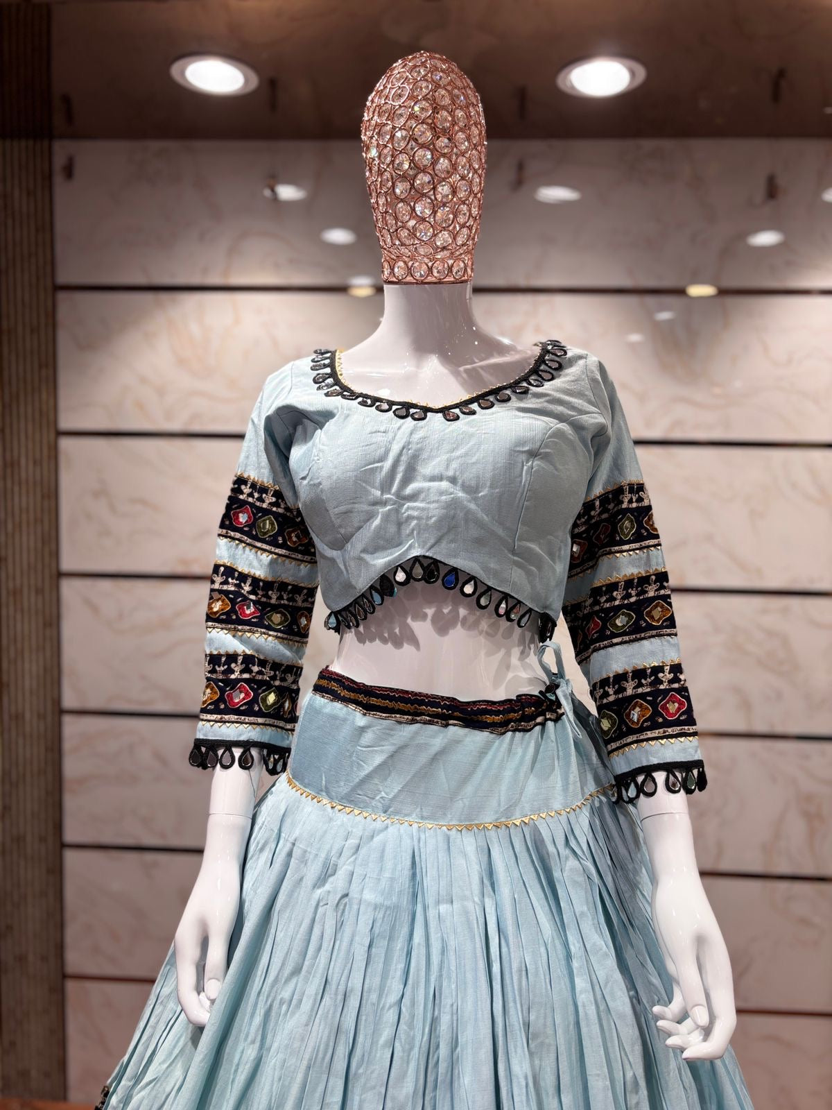 Layered Patta Chaniya Choli | Heavy 8m Flair | Designer Mirror Lace Blouse & Dupatta