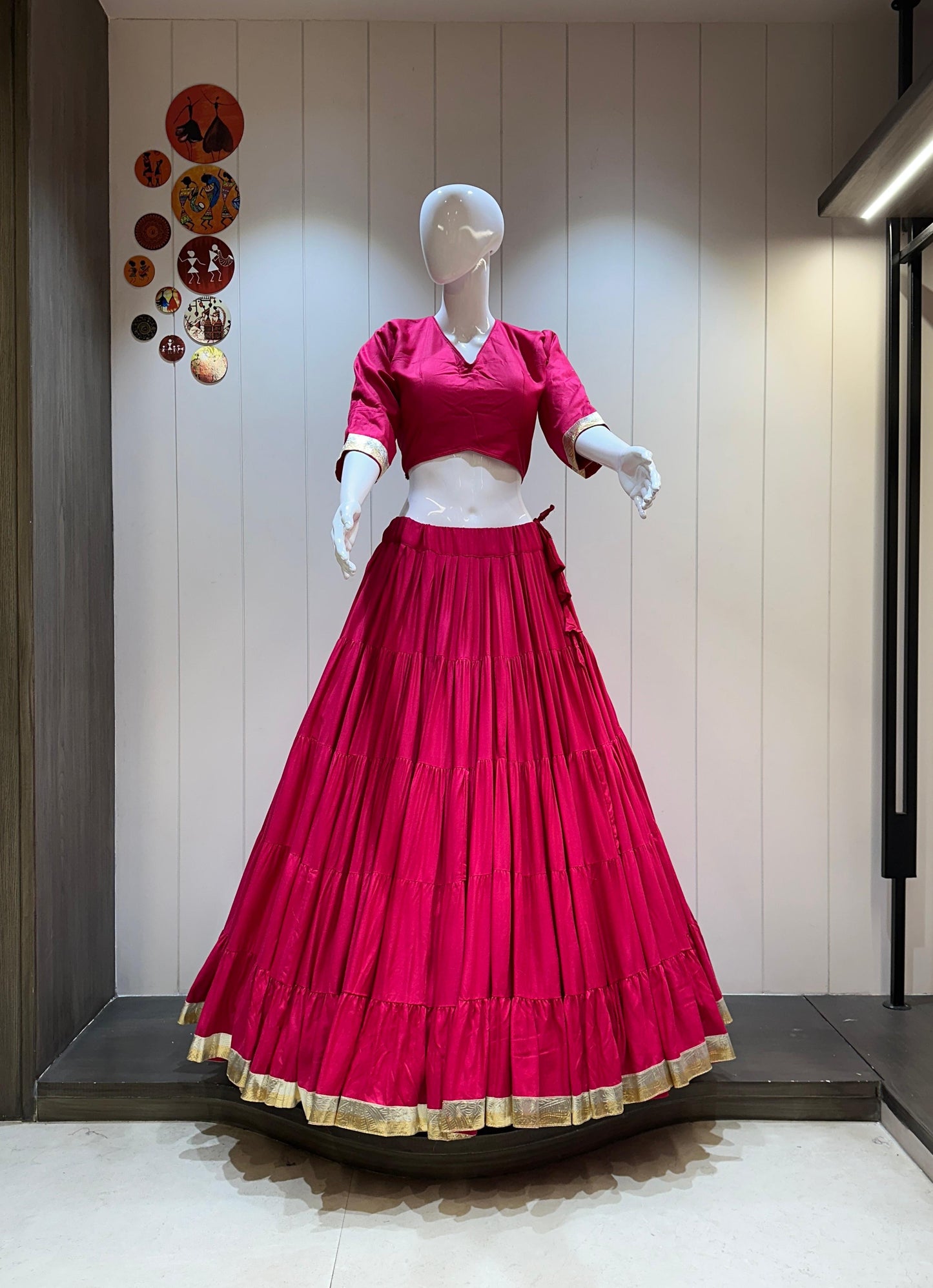 Pure Rayon Cotton 12 Mtr Flair Chaniya Choli with Padded Blouse – Chocolate Brown