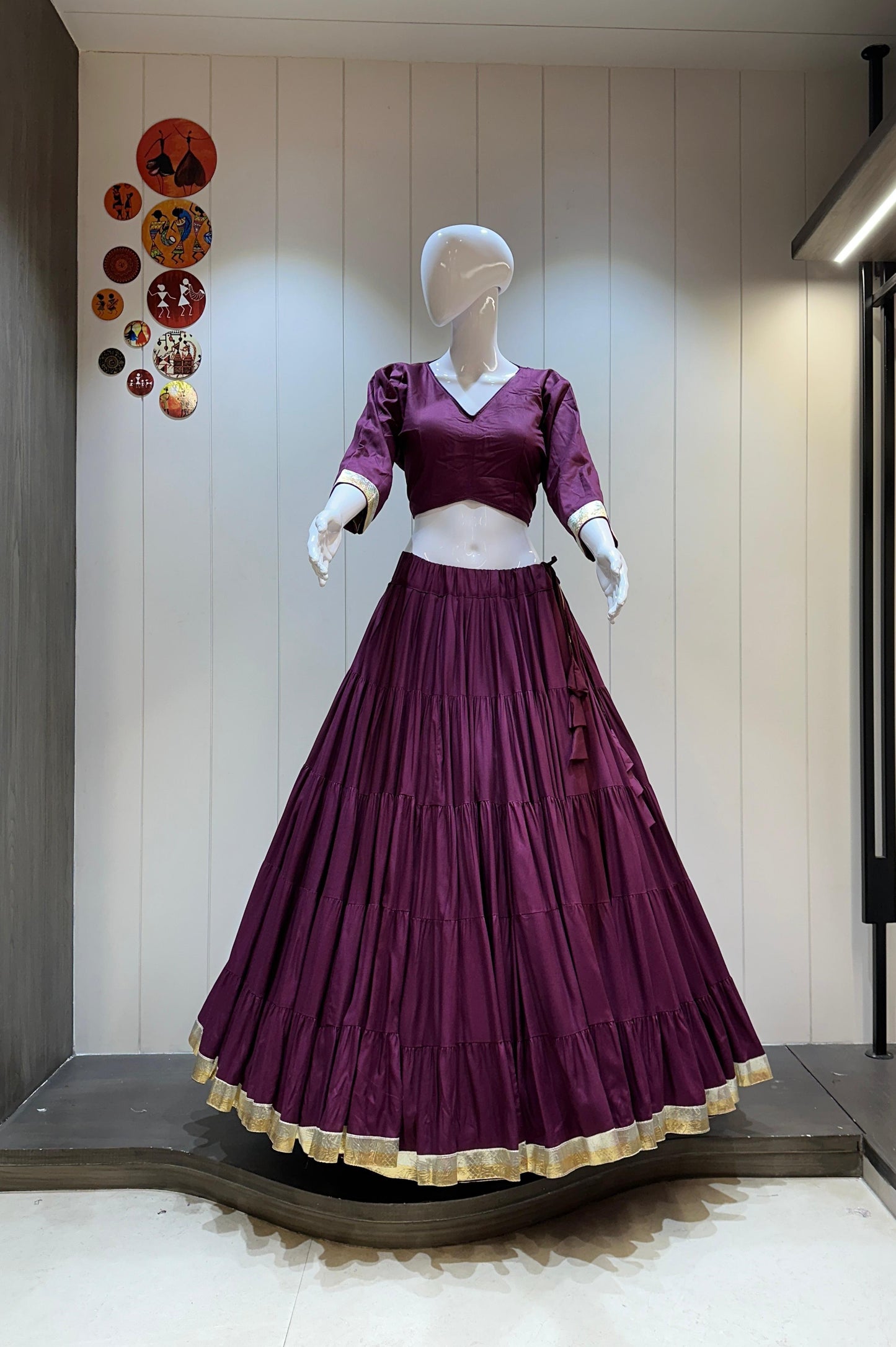 Pure Rayon Cotton 12 Mtr Flair Chaniya Choli with Padded Blouse – Chocolate Brown