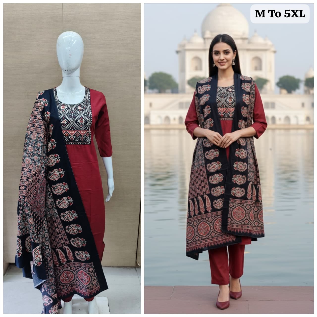 Gamthi Collection Kurti-Pant with Dupatta – Jaipuri Cotton Elegan