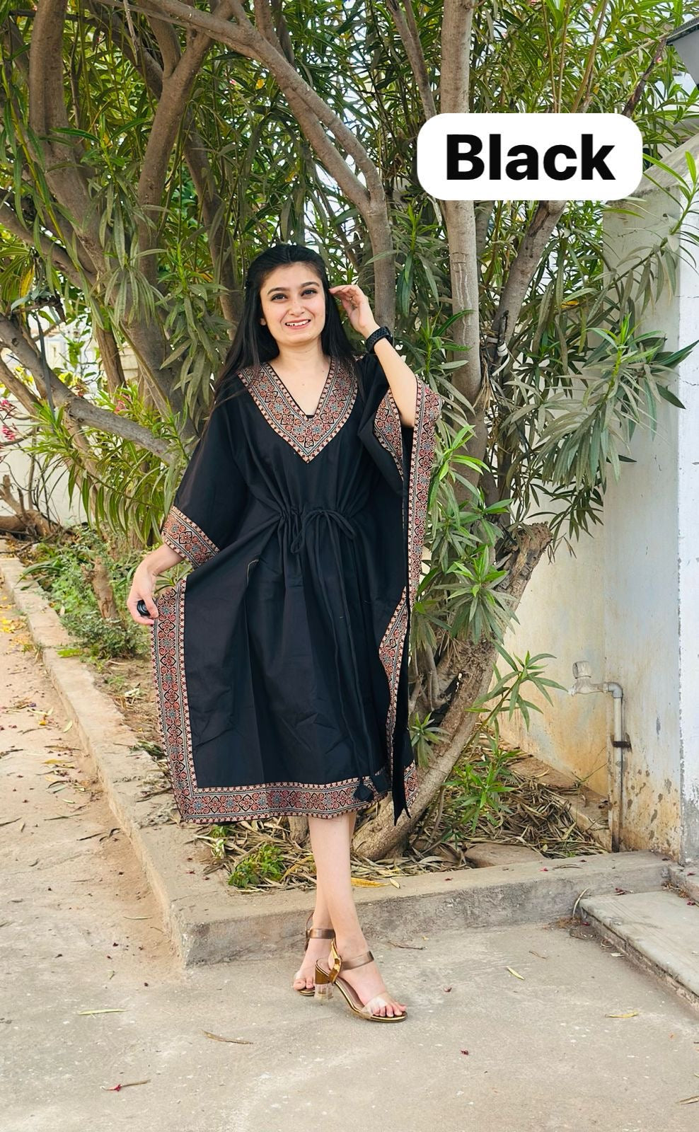 Cotton Hand-Printed Kaftan – Free Size | Summer Comfort Wear