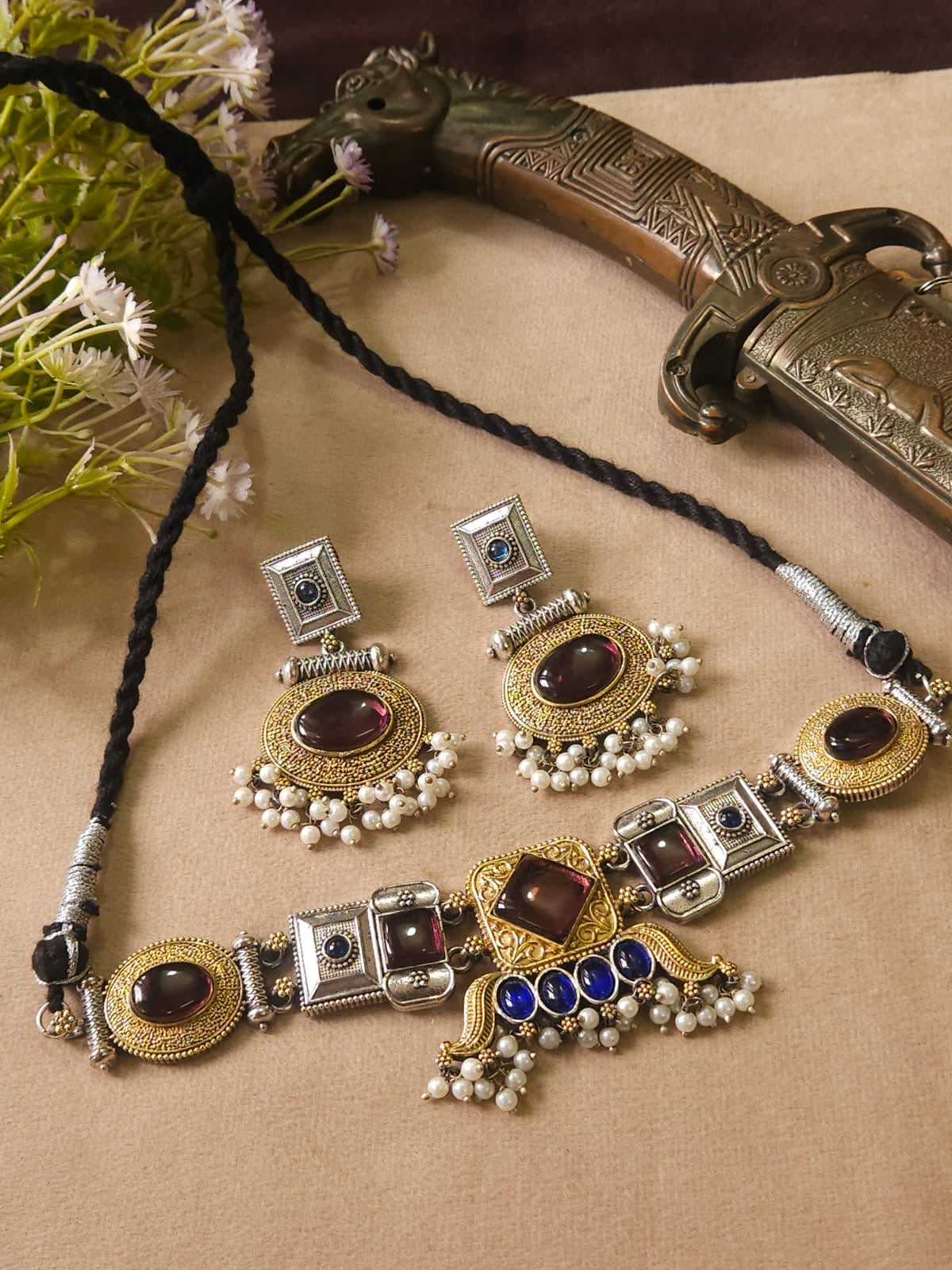 ✨ Premium Dual Tone Monalisa Choker Set ✨