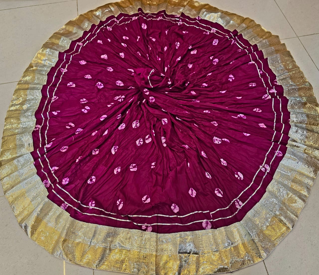 Vibrant Bandhani Cotton Chaniya with Lagdi Patta Border – 6 Mtr Flair✨