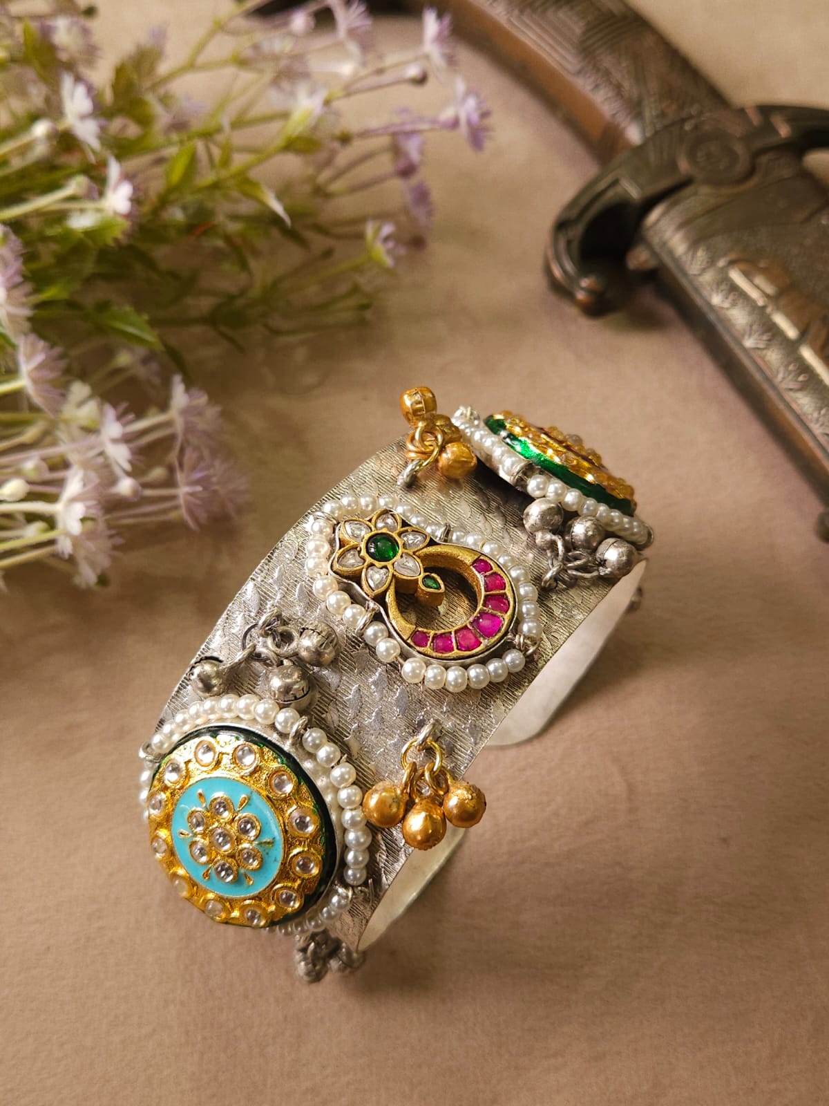 Premium handmade kundan handcuff