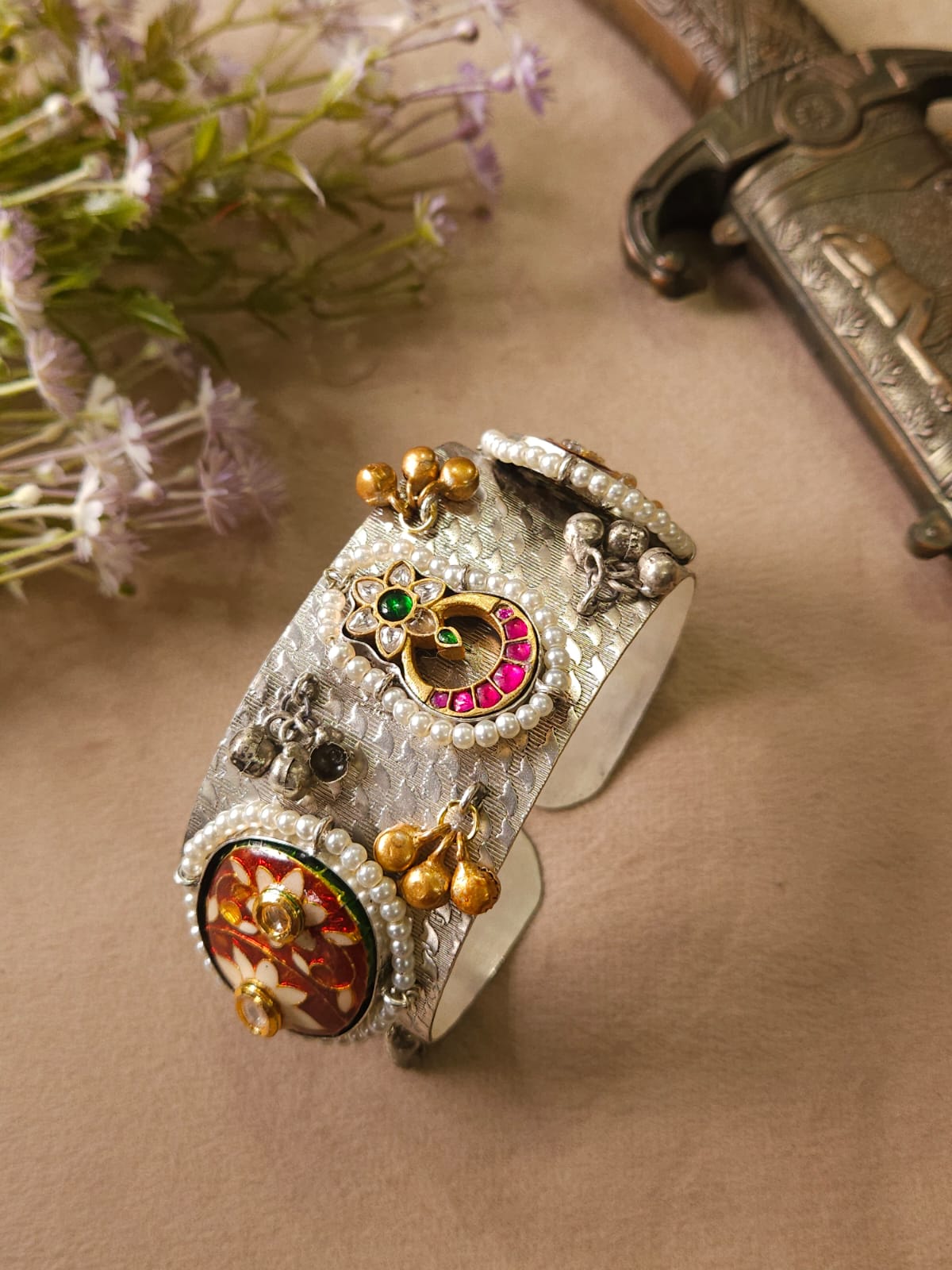 Premium handmade kundan handcuff