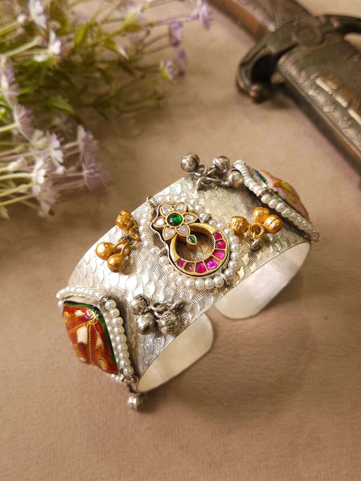 Premium handmade kundan handcuff